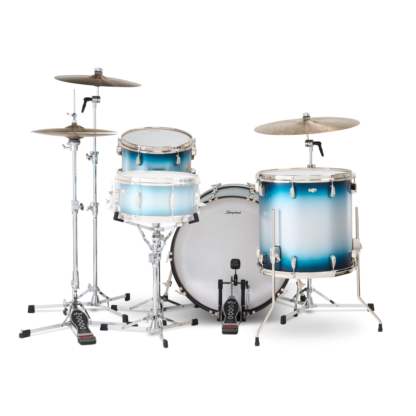 Slingerland Radio King 3-Ply Mahogany/Poplar Drum Set Silver & Blue Lacquer 22/13/16