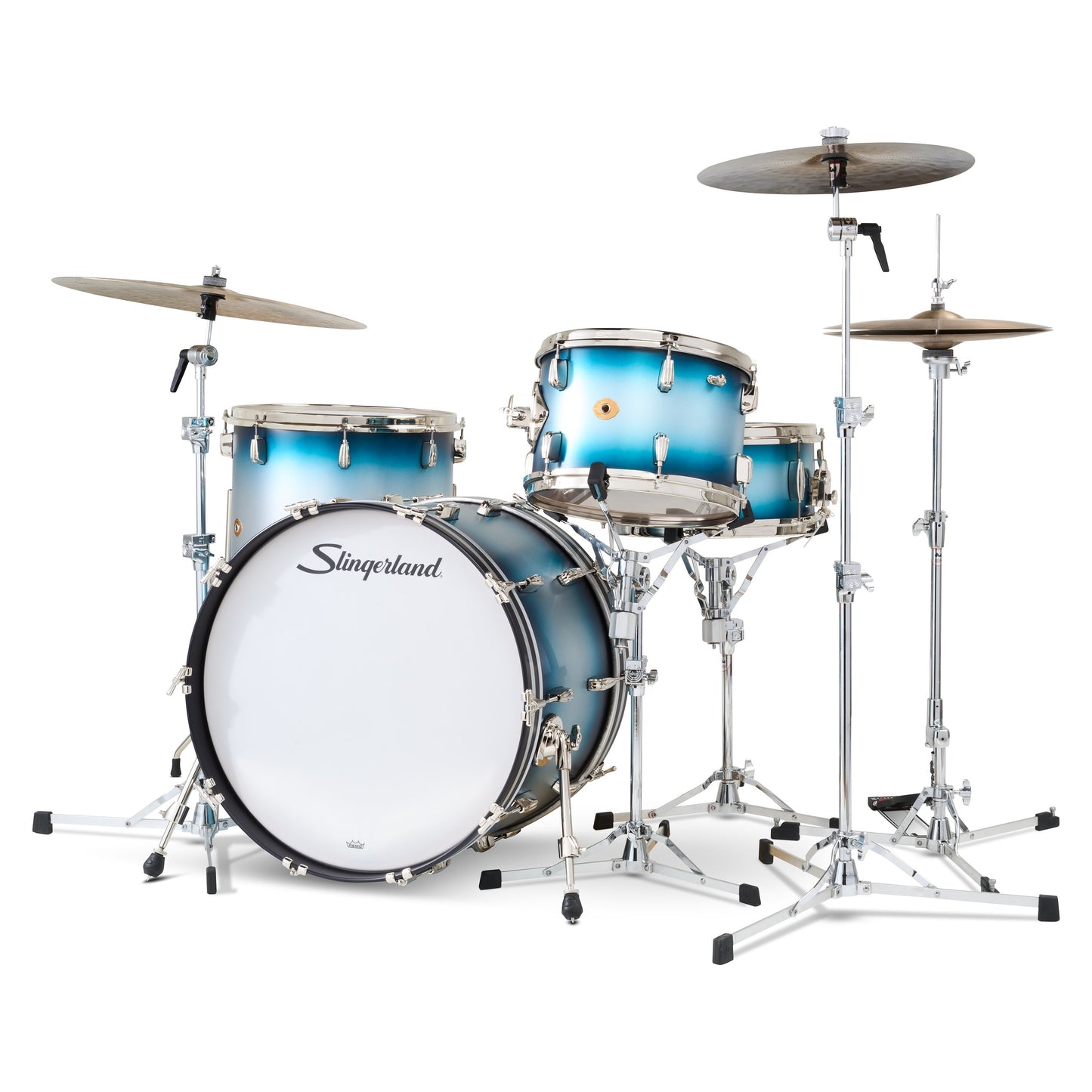 Slingerland Radio King 3-Ply Mahogany/Poplar Drum Set Silver & Blue Lacquer 22/13/16 w/ 6.5x14 Snare