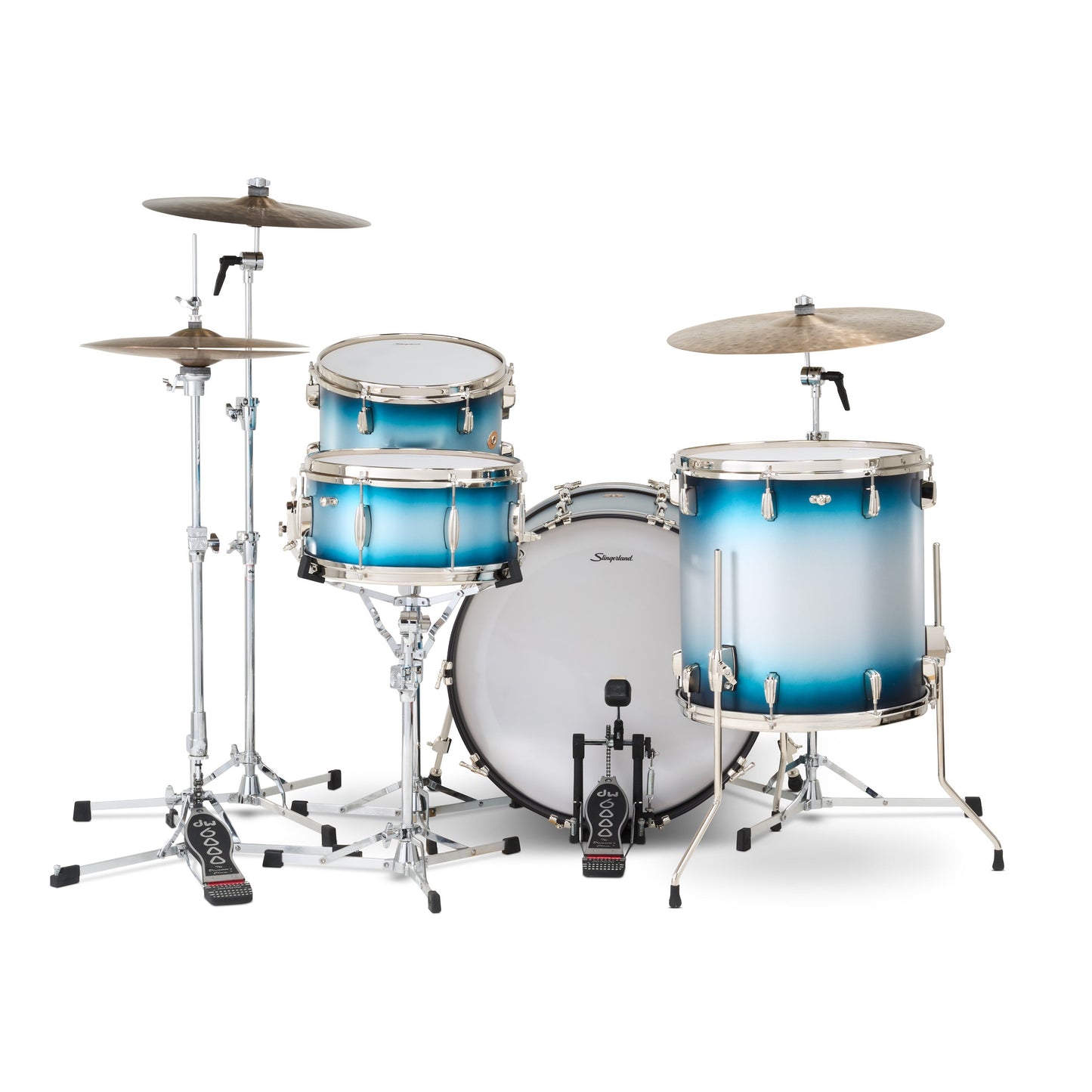 Slingerland Radio King 3-Ply Mahogany/Poplar Drum Set Silver & Blue Lacquer 22/13/16 w/ 6.5x14 Snare
