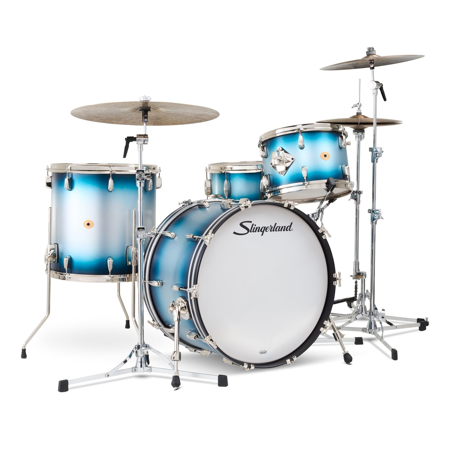Slingerland Radio King 3-Ply Mahogany/Poplar Drum Set Silver & Blue Lacquer 22/13/16 w/ 6.5x14 Snare
