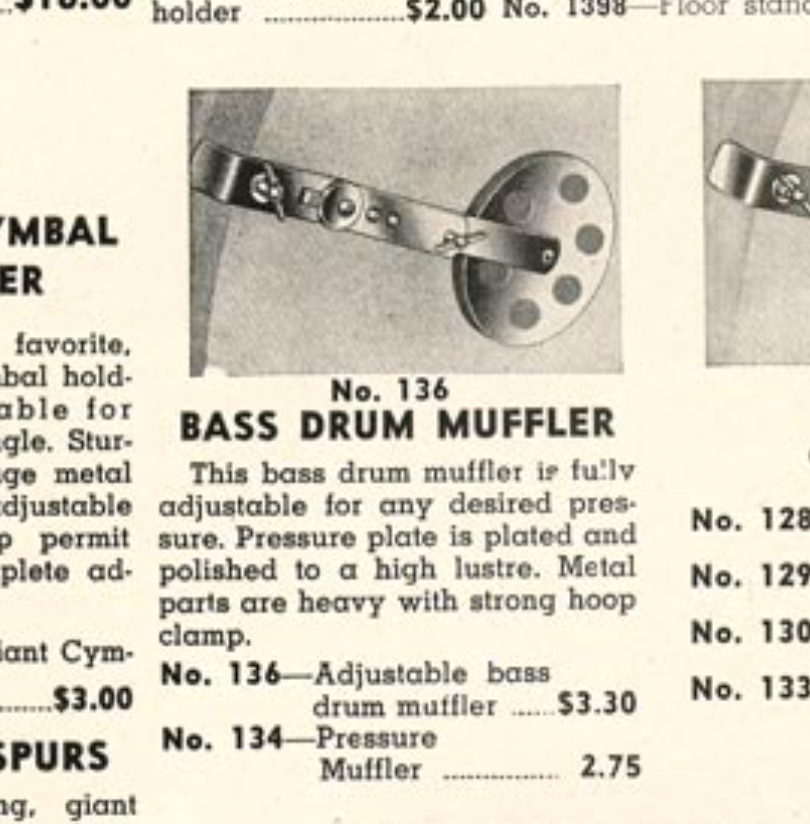 Vintage WFL Ludwig No. 136 Adjustable Bass Drum Muffler 1930s/1940s