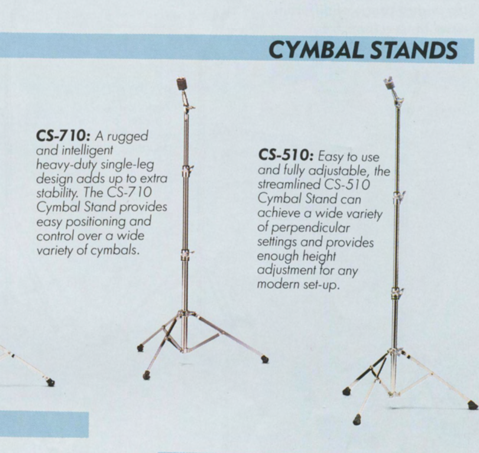 1980s Yamaha CS-710 Single Braced Straight Cymbal Stand Silver Label MIJ