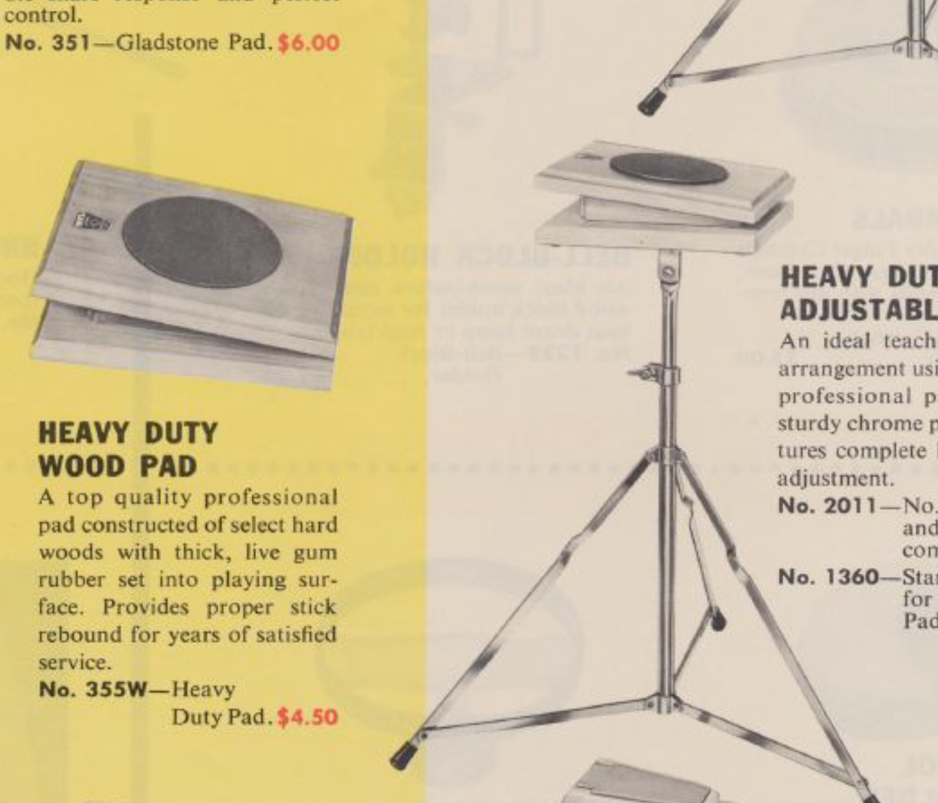 1960s Ludwig Heavy Duty Wood Practice Pad No. 355W