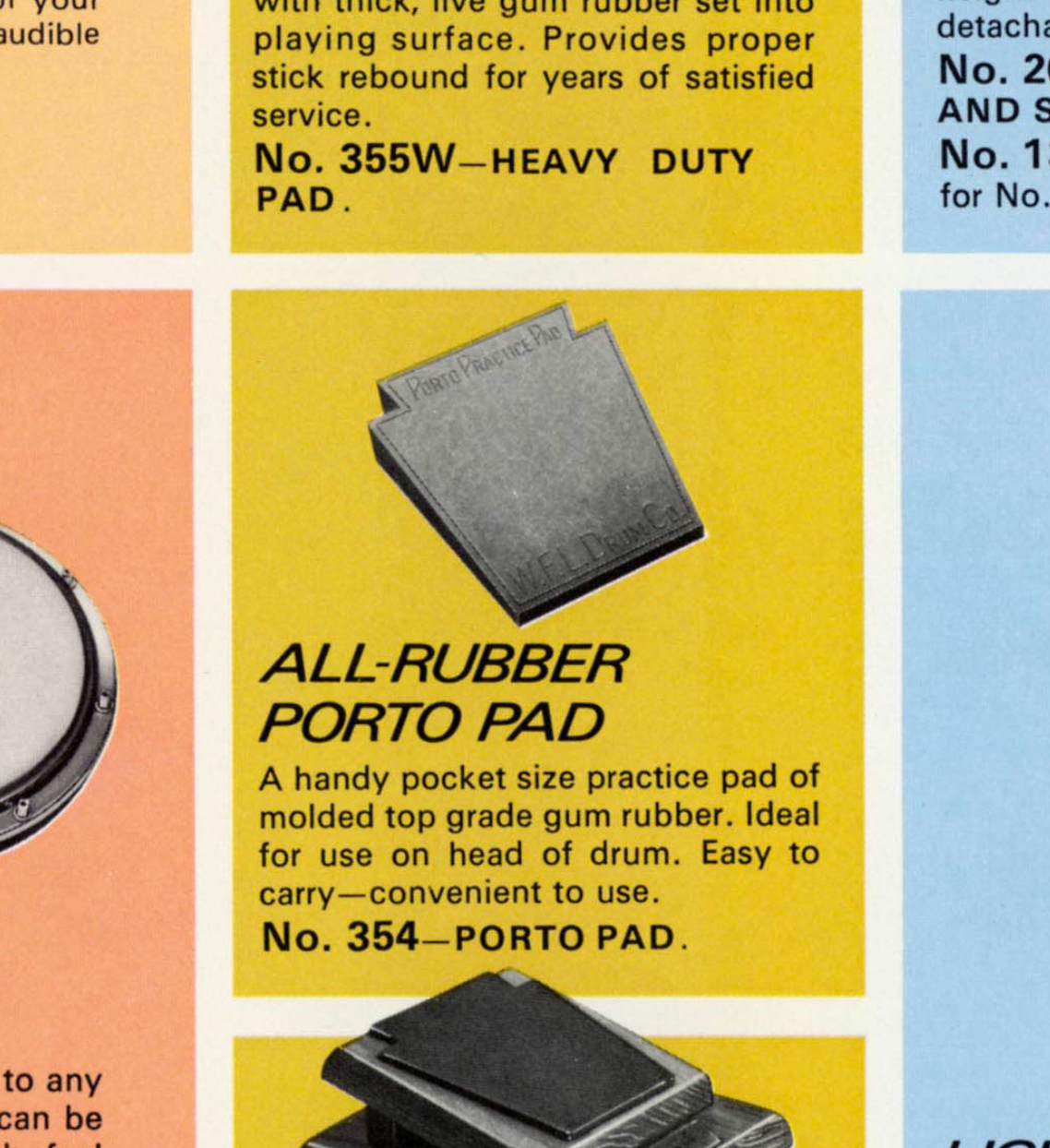 1970s Ludwig WFL Porto-Pad Rubber Pocket Practice Pad No. 354