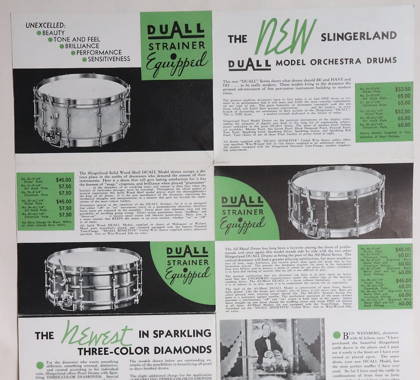 1933 Slingerland DUALL 5x14 Solid Shell No. 30 Snare Drum Black