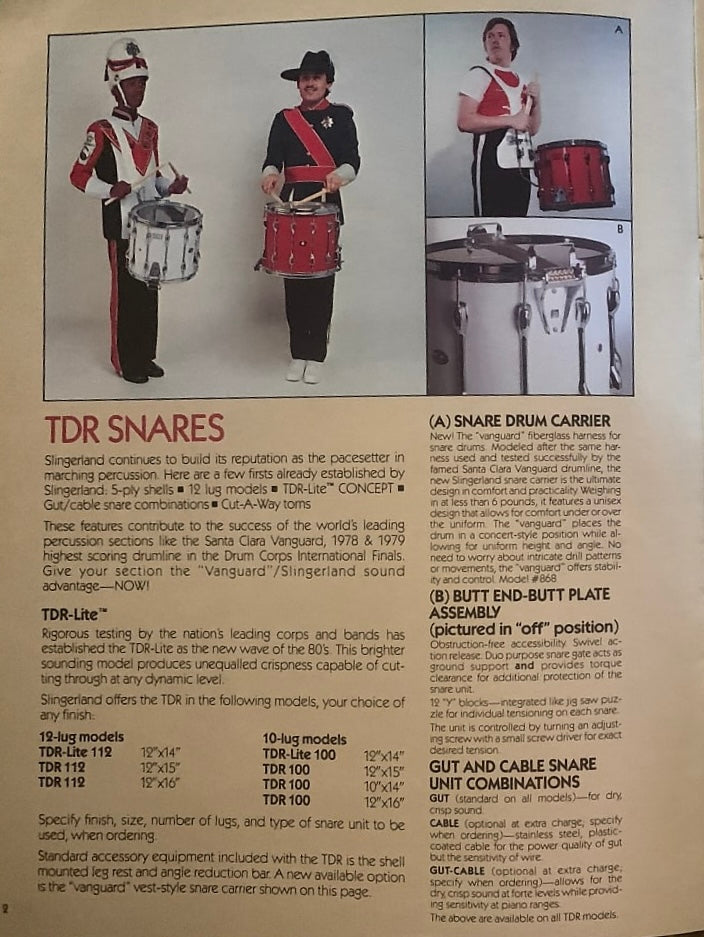 1980s Slingerland 14" TDR Marching Snare 12 Strand Cable Wires