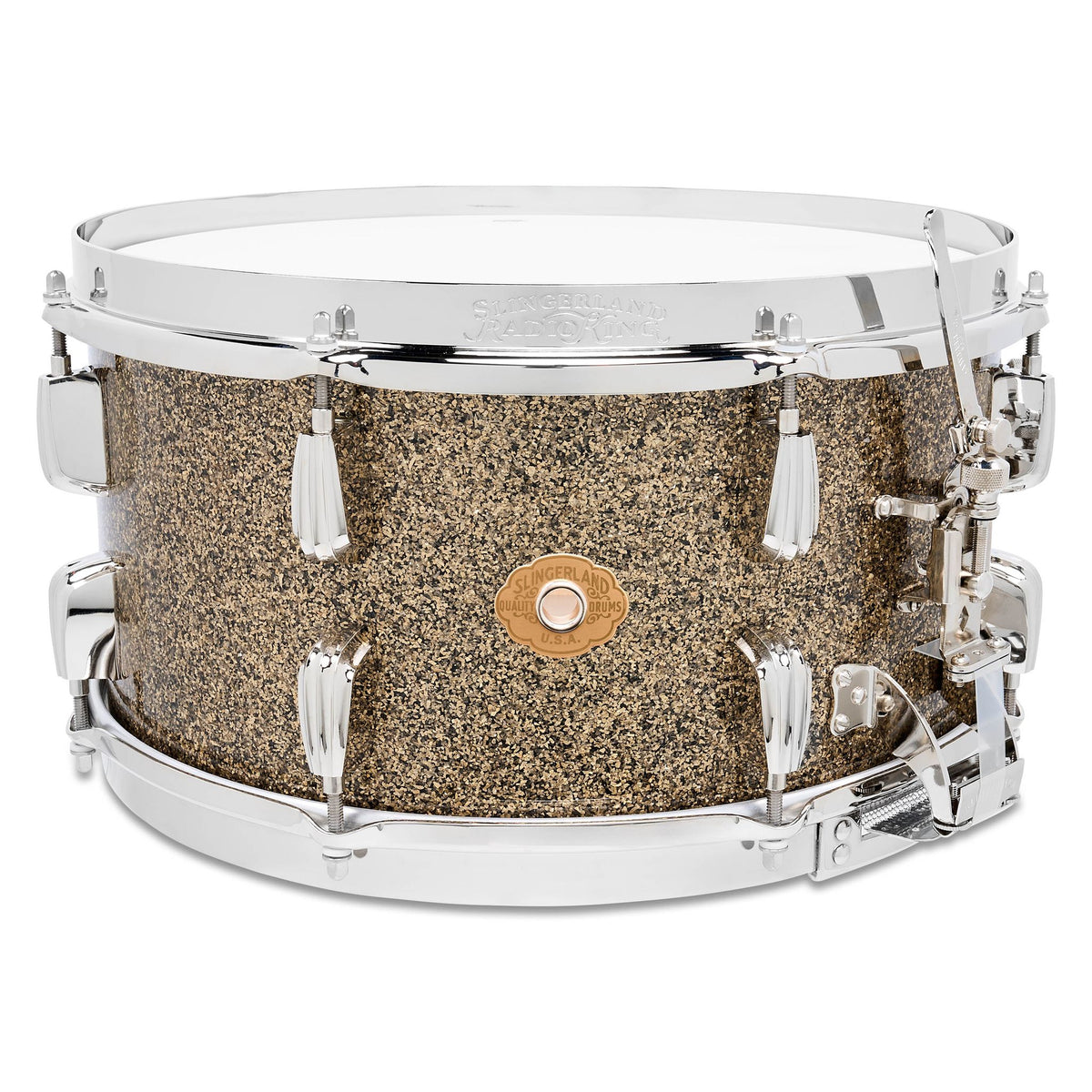 Slingerland Radio King 7x14 Solid Maple Snare Drum Gold Glass