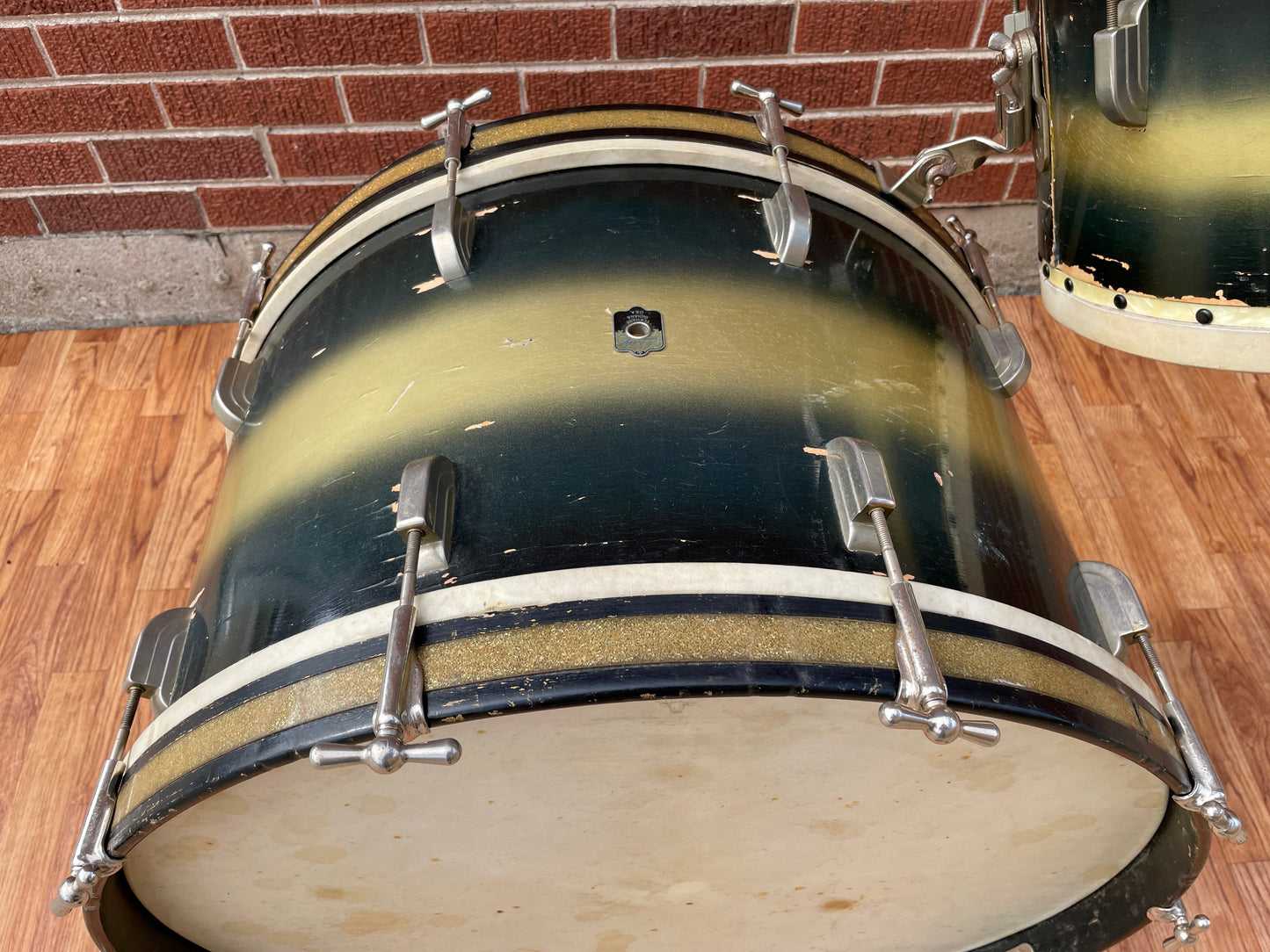 1948 Leedy Broadway Swingster Outfit Tom & Bass Drum Blue / Silver Duco 14x24/9x13