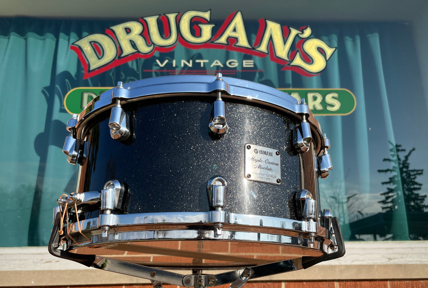 Yamaha 7x14 Maple Custom Absolute Snare Drum Black Sparkle MIJ