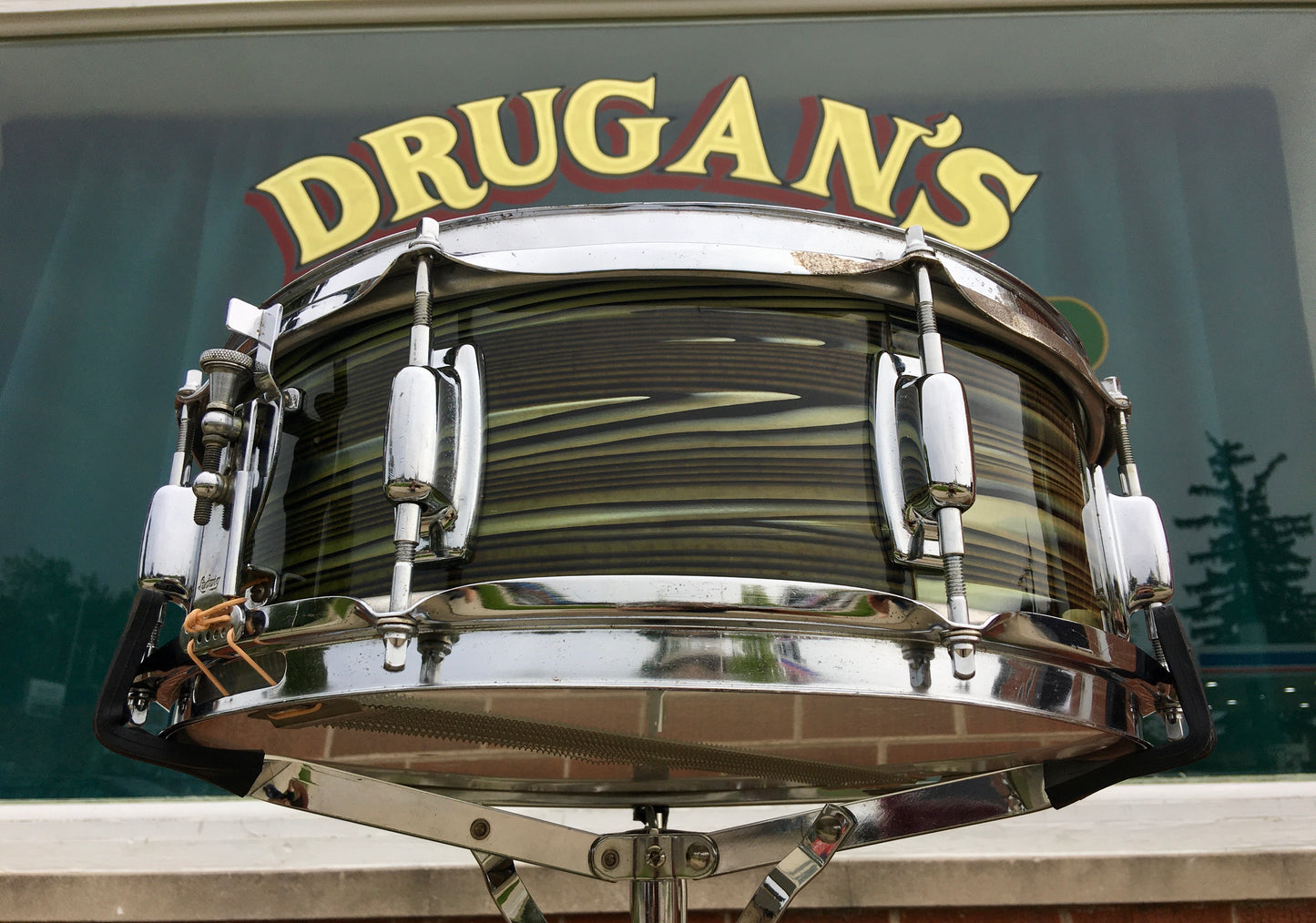1969 Ludwig 5x14 Standard Snare Drum 3ply Avocado Strata