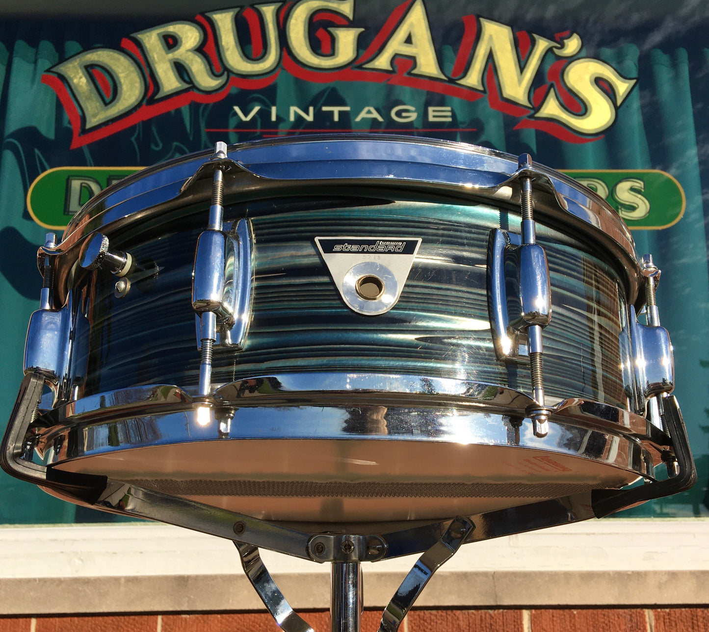 Vintage Ludwig Standard 5x14 Snare Drum Blue Strata