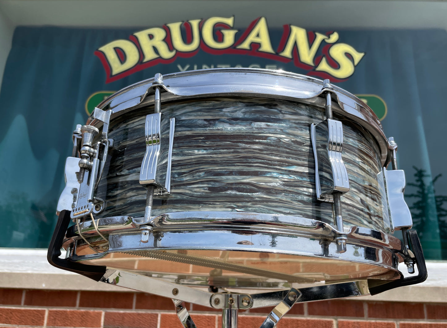 1965 Ludwig 5x14 Jazz Festival Snare Drum Oyster Blue Pearl COB