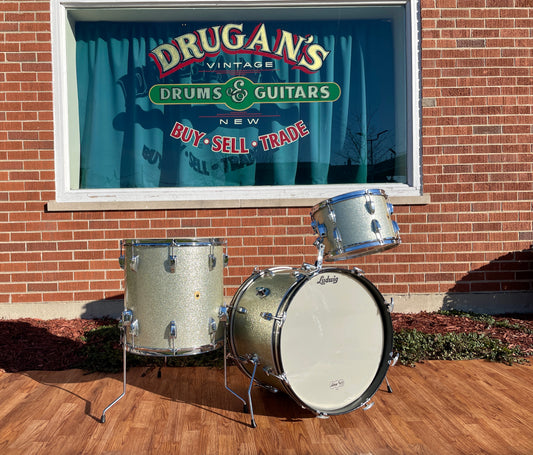 1963 Ludwig Drum Set Silver Sparkle 20/13/16 COB Hoops