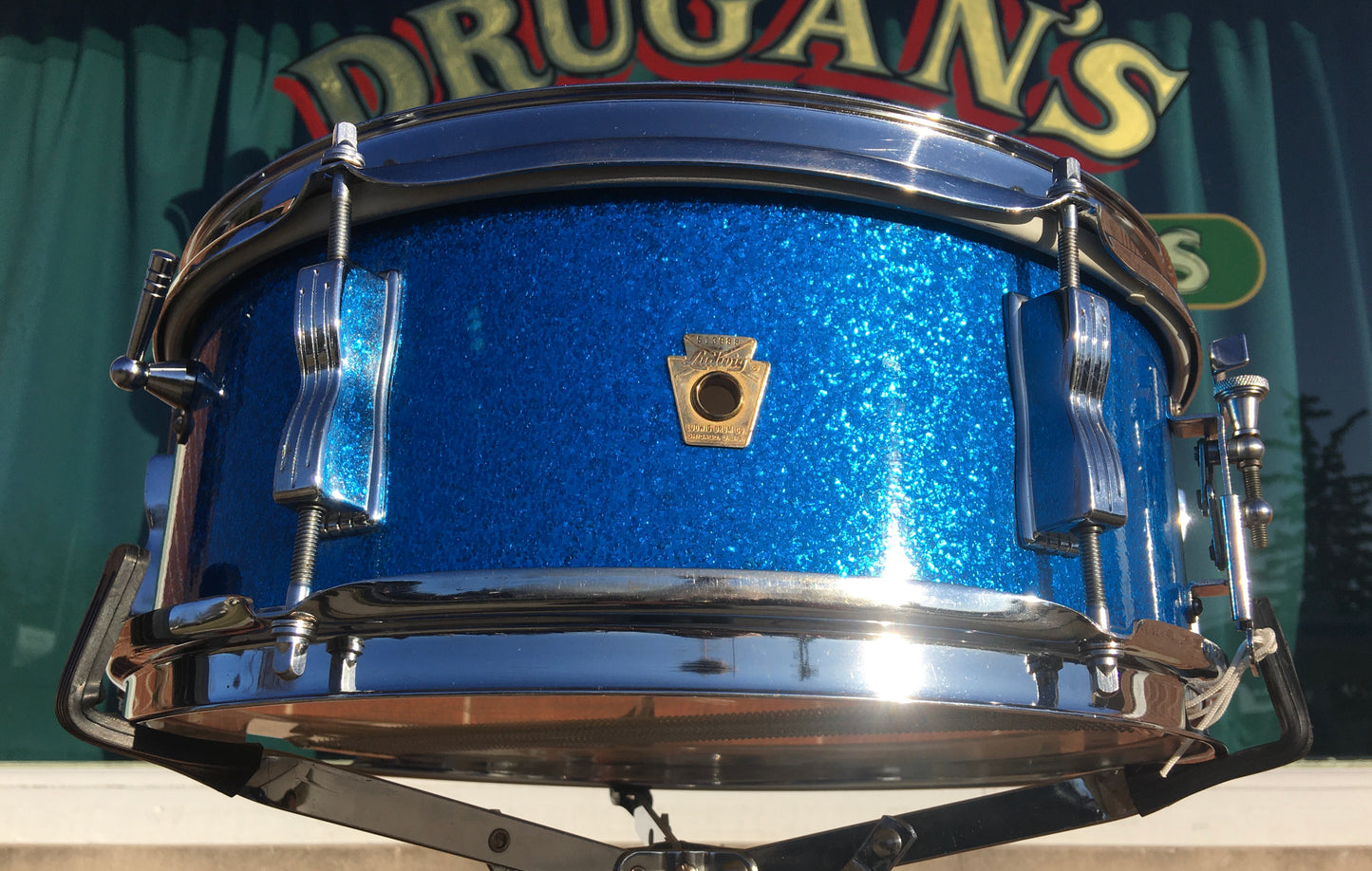1967 Ludwig Keystone 5x14 Pioneer Snare Drum Blue Sparkle