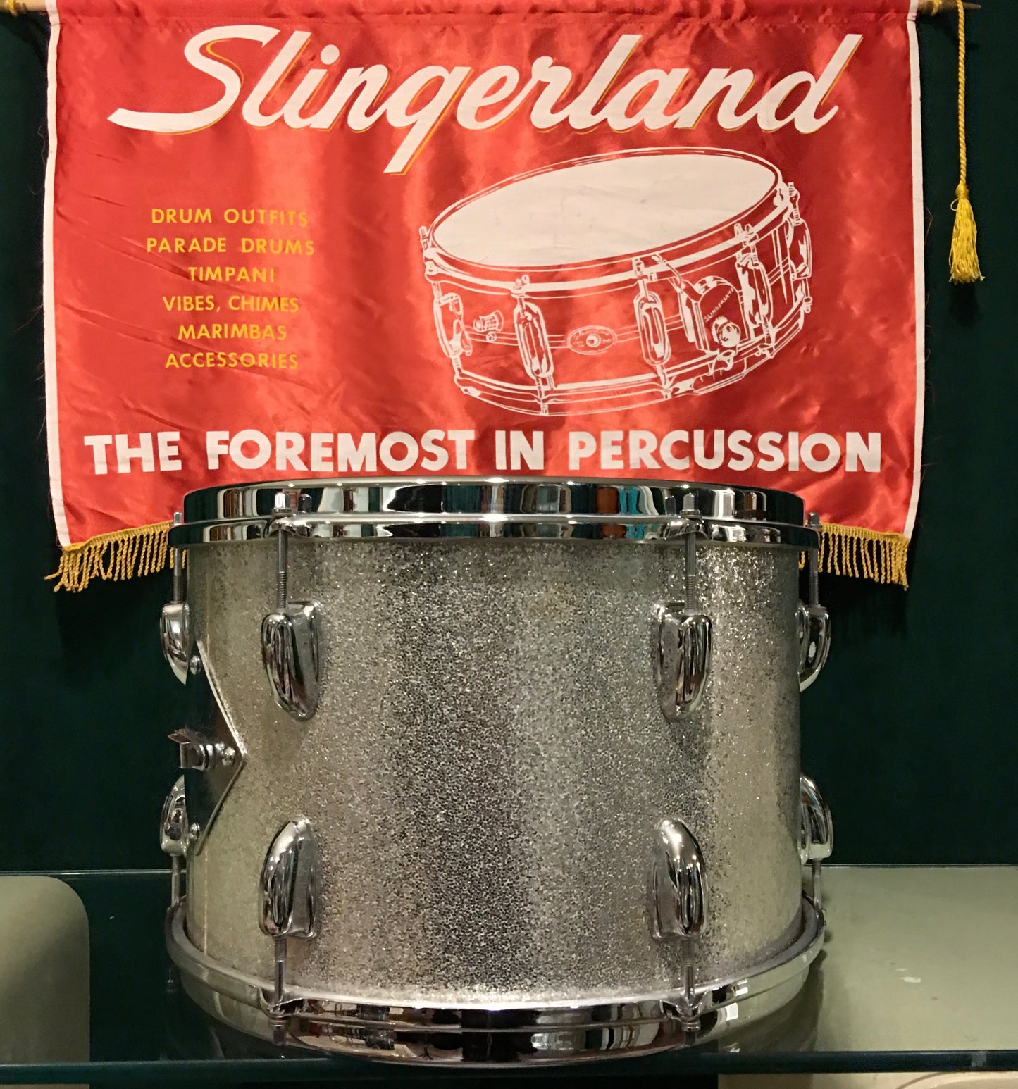 1965 Slingerland 9x13 Tom Drum Silver Sparkle