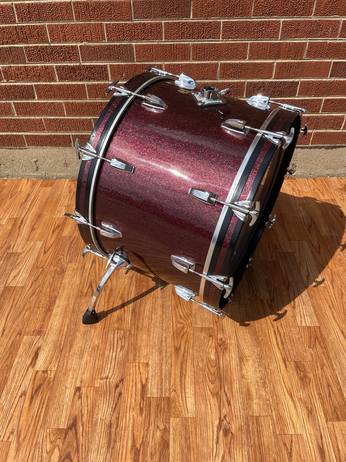 1969 Ludwig 14x22 Hollywood Bass Drum Burgundy Sparkle Rewrap Merlot