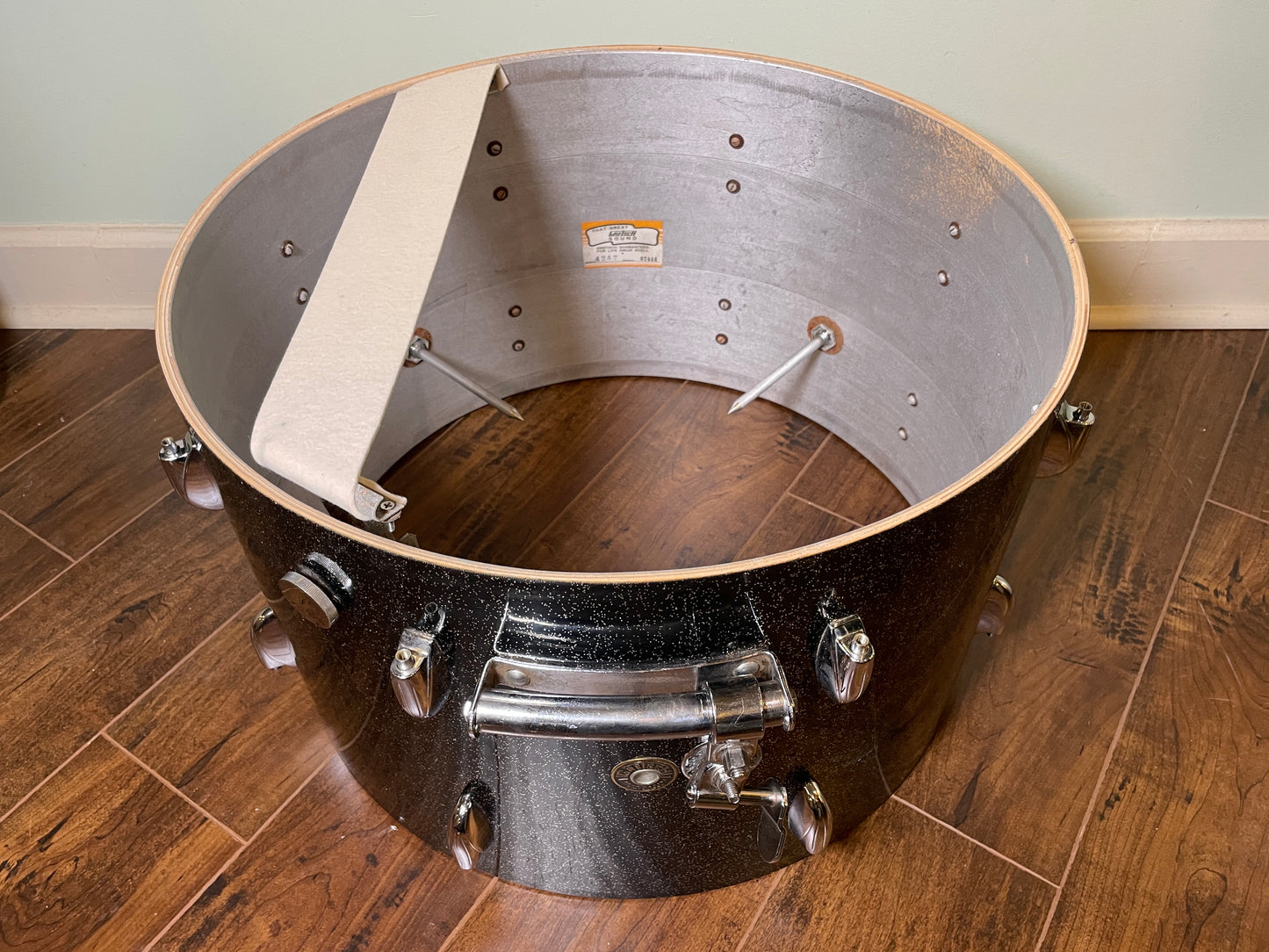 1960s Gretsch 14x22 No. 4247 Bass Drum Anniversary Sparkle Round Badge