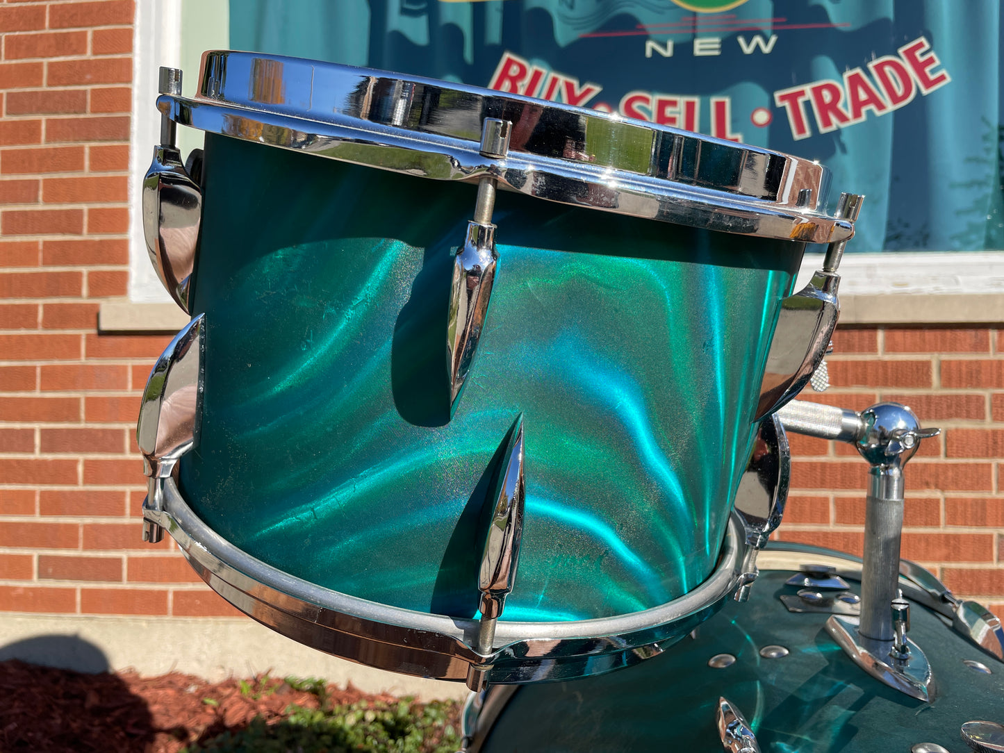1960s Sonor Multi-Brilliant Teardrop Drum Set Turquoise Satin Flame Blue/Green 20/12/16/5x14 *Video Demo*