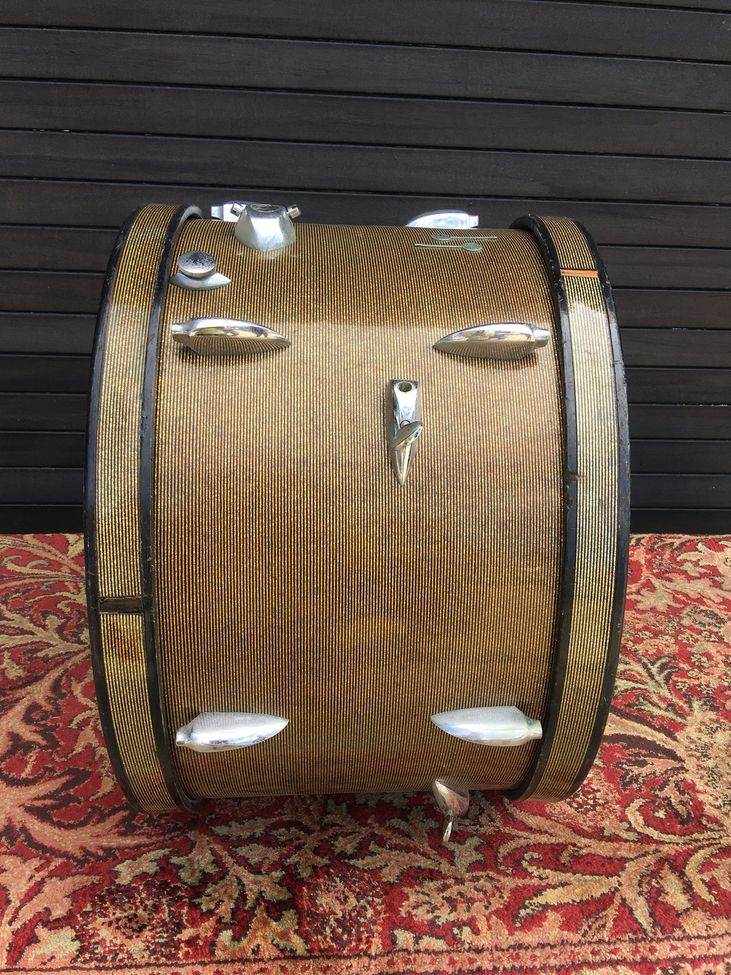 1960s Sonor 14x20 Tear Drop Bass Drum Project Krystal Schwarz Silber (Sparkling Black Silver Striped)