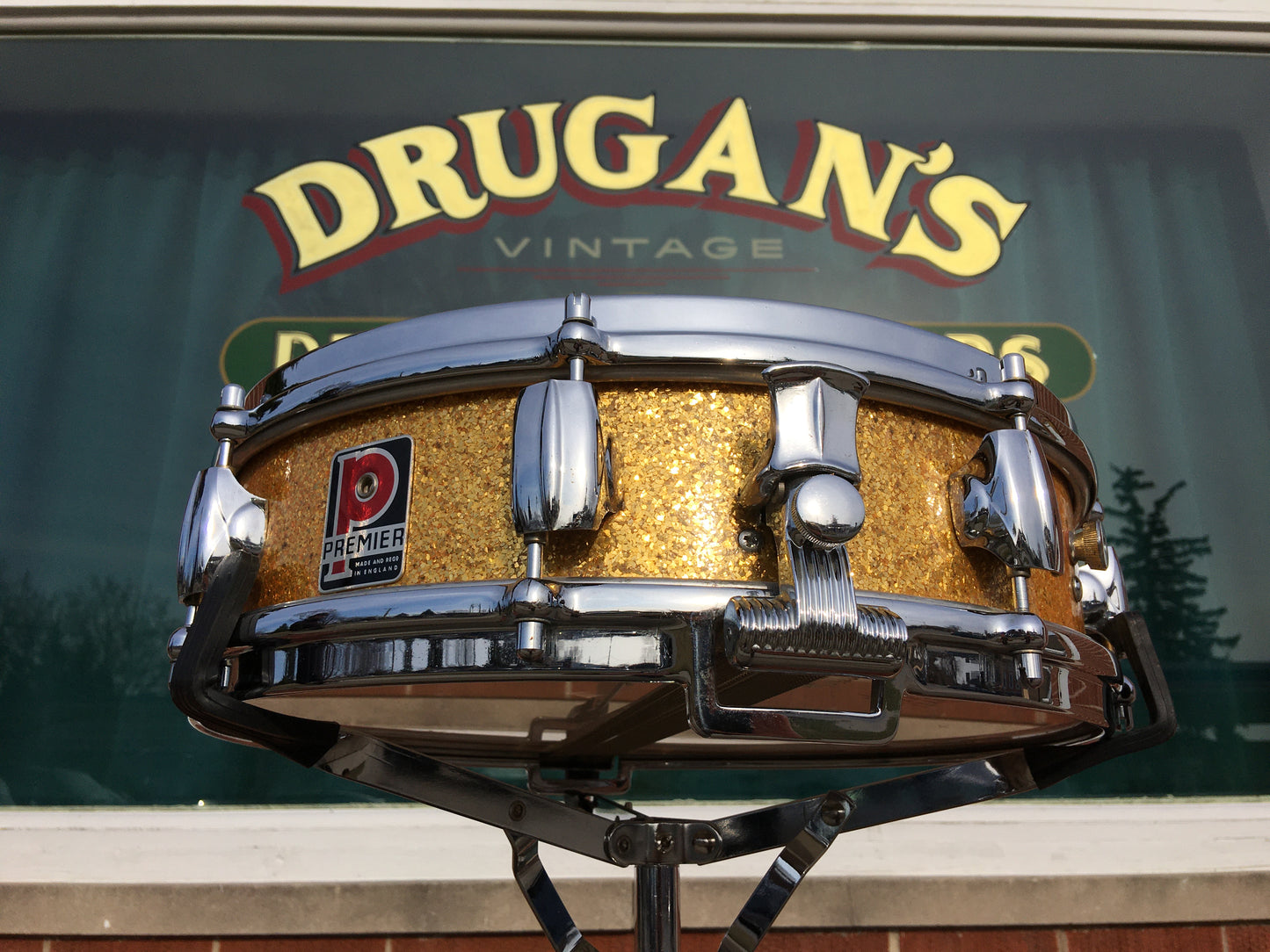 1960s Premier 4x14 Royal Ace 4 Snare Drum Gold Sparkle