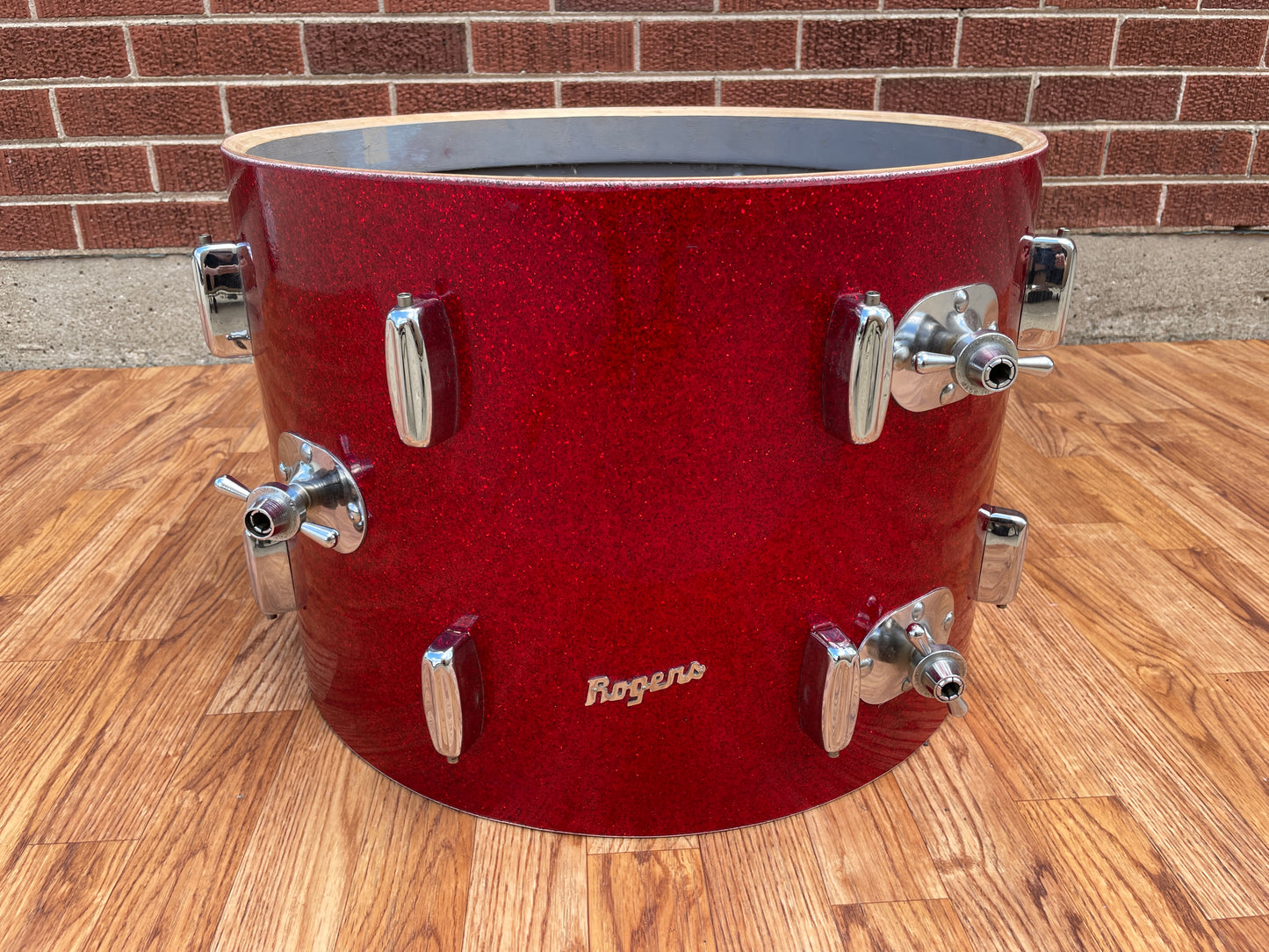 1960s Rogers 14x20 Holiday Bass Drum Single Sparkling Red Pearl Cleveland Glass Glitter Sparkle