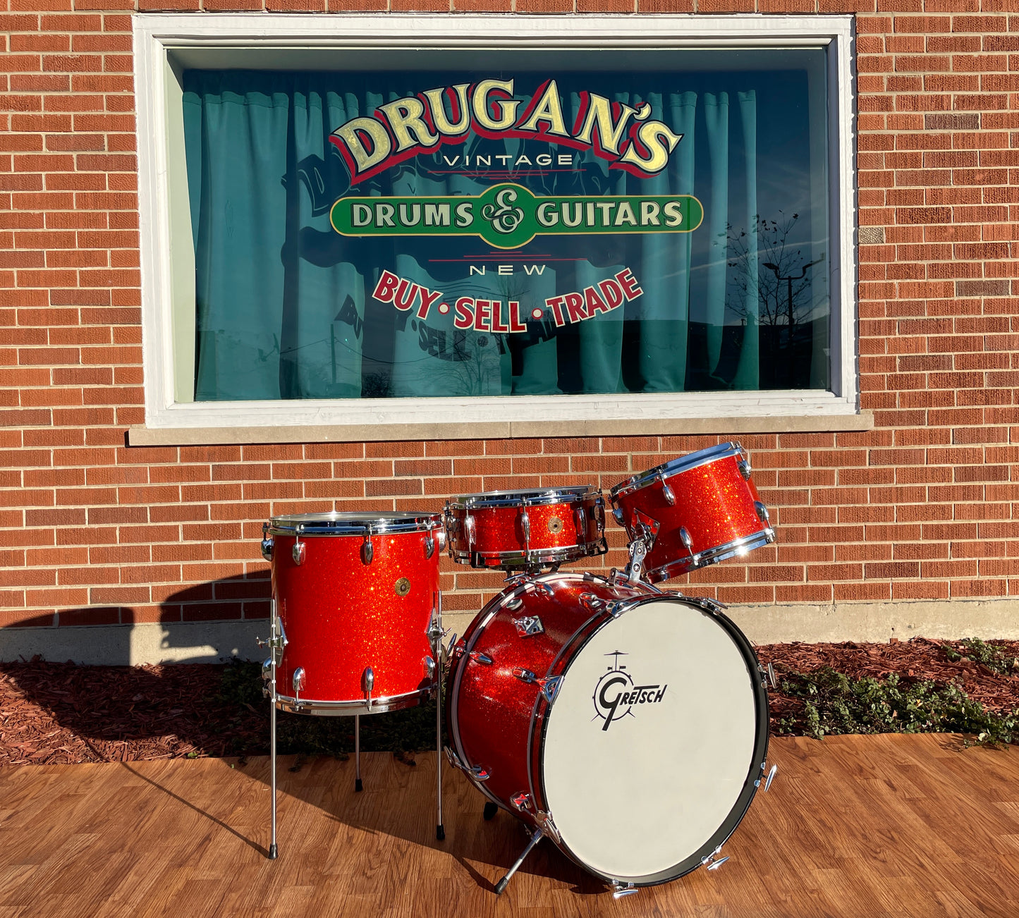 1960s Gretsch Progressive Jazz Drum Set Tangerine Sparkle
