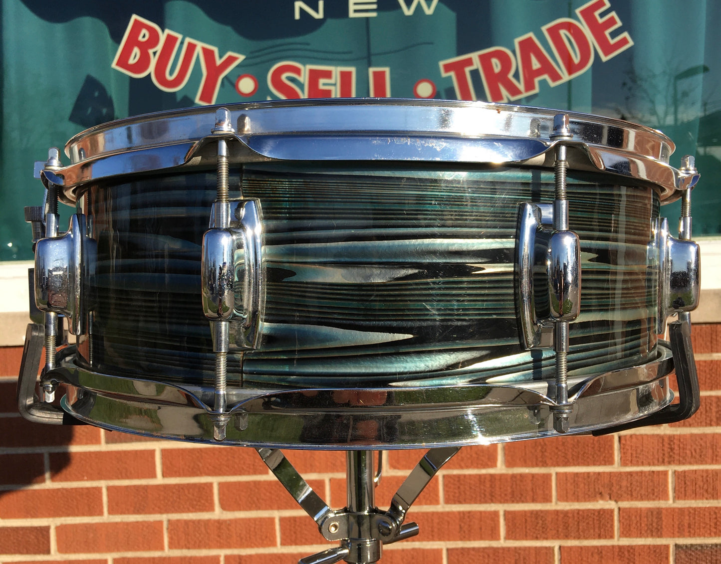 Vintage Ludwig Standard 5x14 Snare Drum Blue Strata