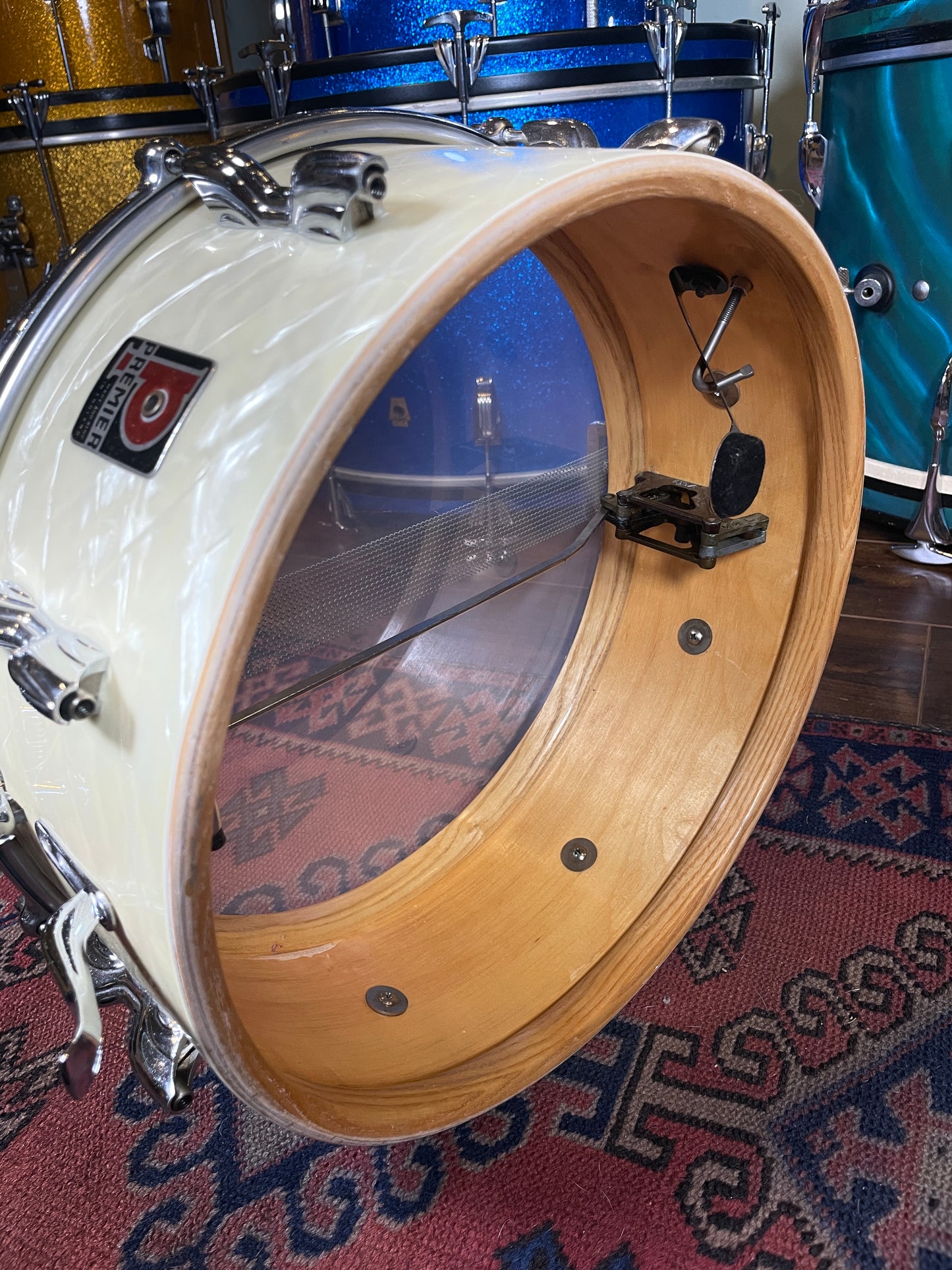 1950s Premier 5.5x14 Super Ace Snare Drum White Marine Pearl