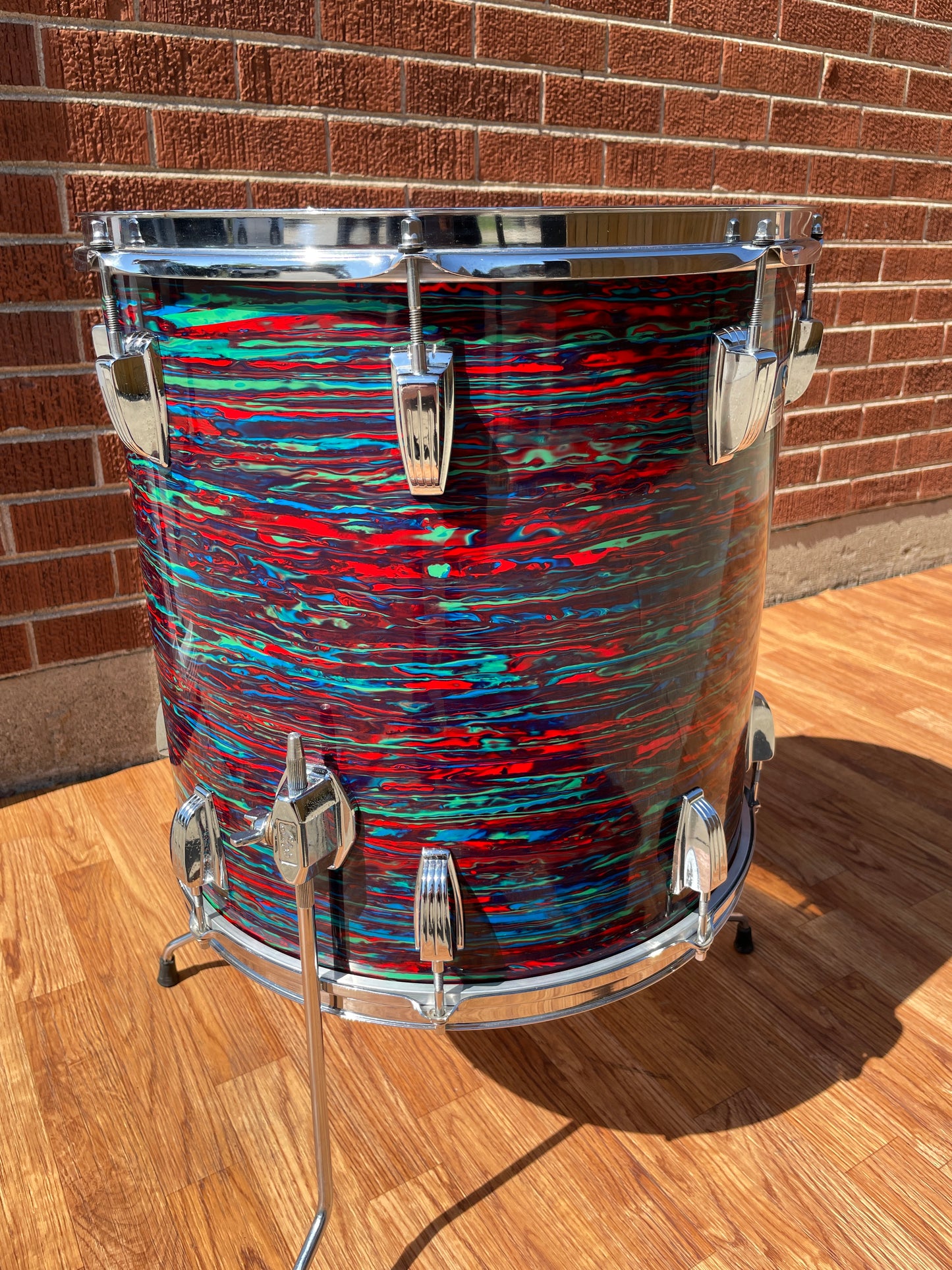 1970s Ludwig 16x16 Floor Tom Drum Psychedelic Red