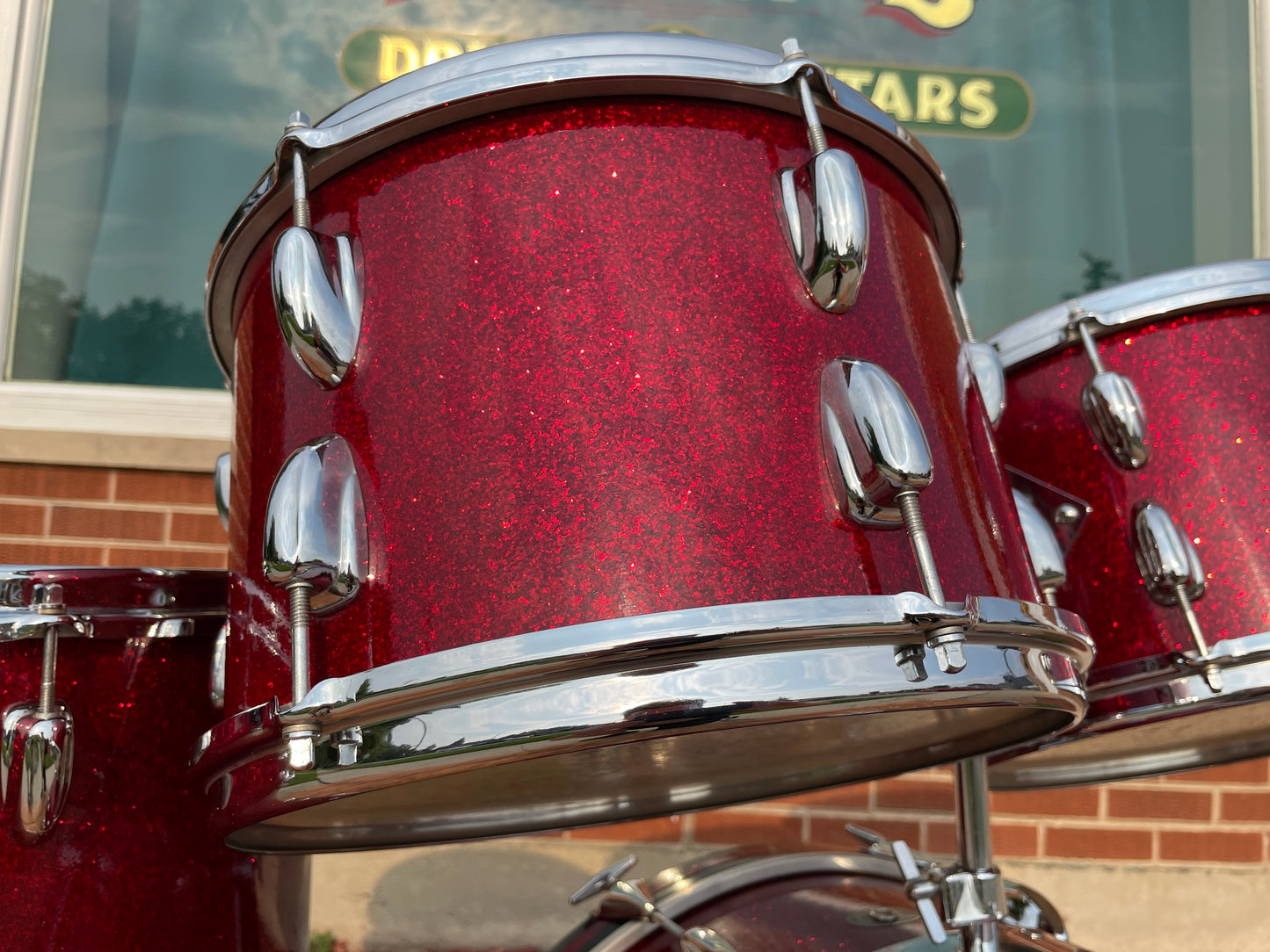 1963 Slingerland Modern Solo Outfit 2R Drum Set Red Glass Glitter Sparkle