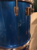 1970s Ludwig Silver Badge Quadra Plus 3 Ply Drum Set Blue Silk 22/13/14/15/16/18