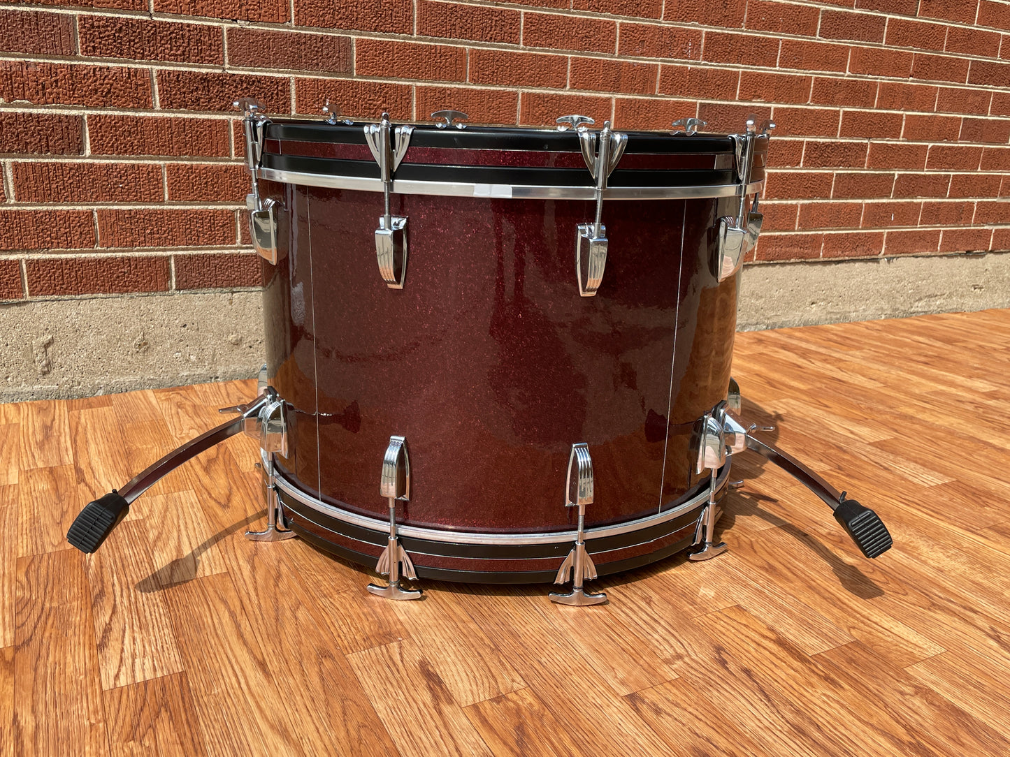 1969 Ludwig 14x22 Hollywood Bass Drum Burgundy Sparkle Rewrap Merlot