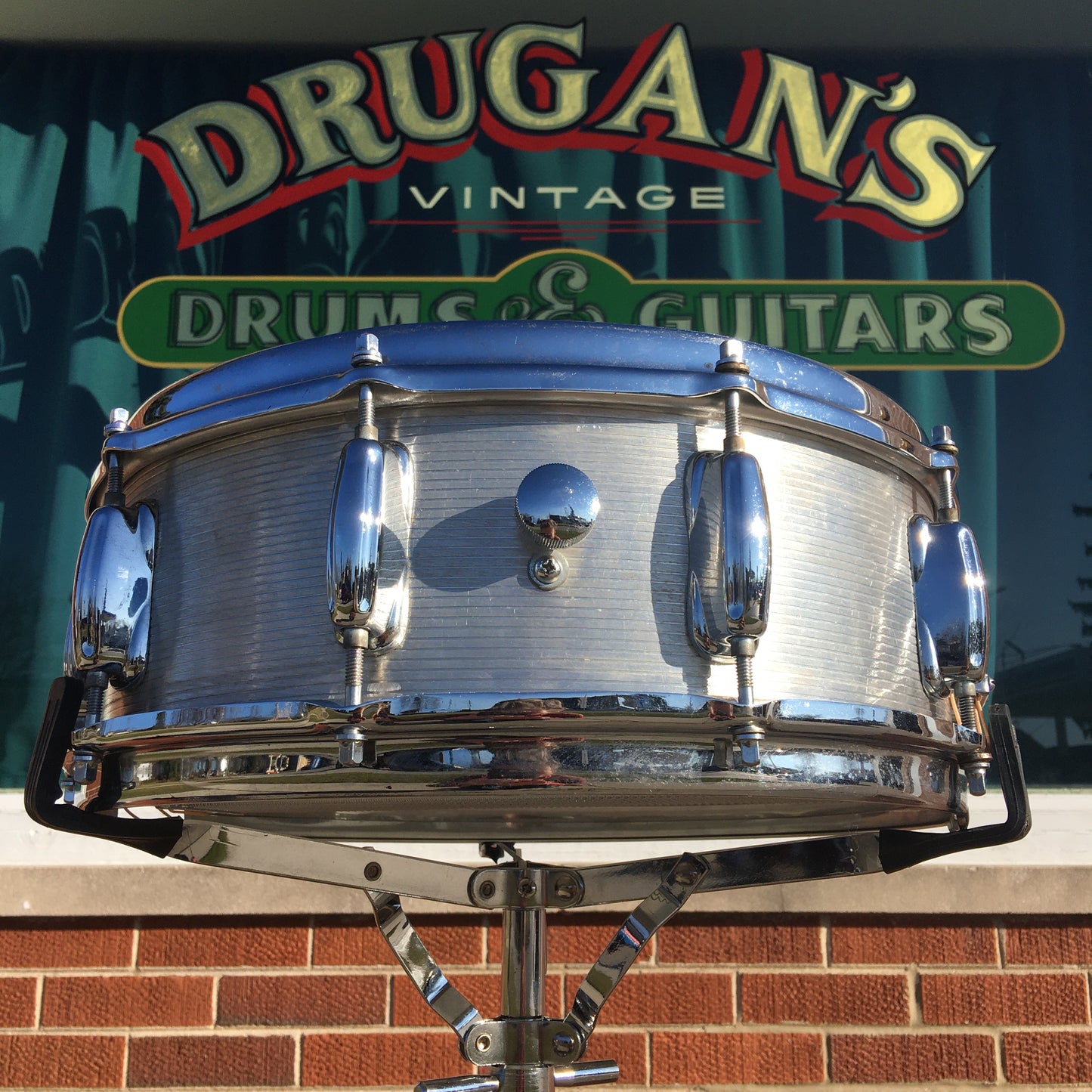 1970s Slingerland No. 140 5x14 Ribbed Aluminum Snare Drum
