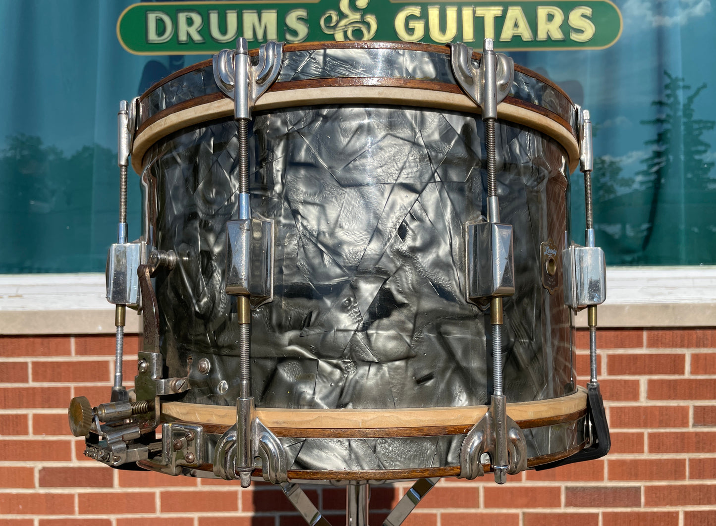 1937 Leedy 8x14 Pre-War Broadway Swingster Parallel Solid Shell Snare Drum Black Dimond Pearl