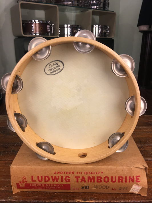 1950s WFL Ludwig 10" Tambourine Never Used w/ Original Box Amazing Find!