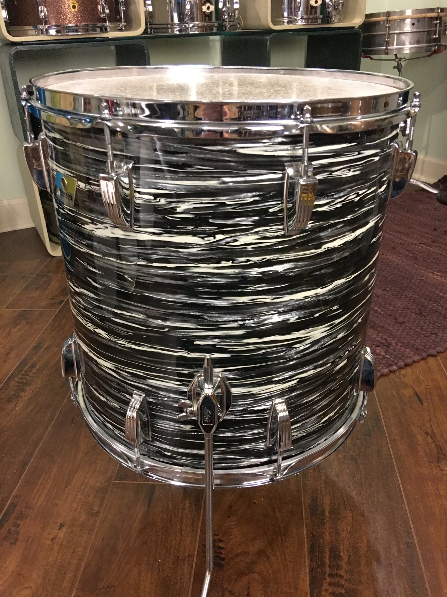 1972 Ludwig 16x16 Oyster Black Pearl Classic Floor Tom Drum 3 Ply
