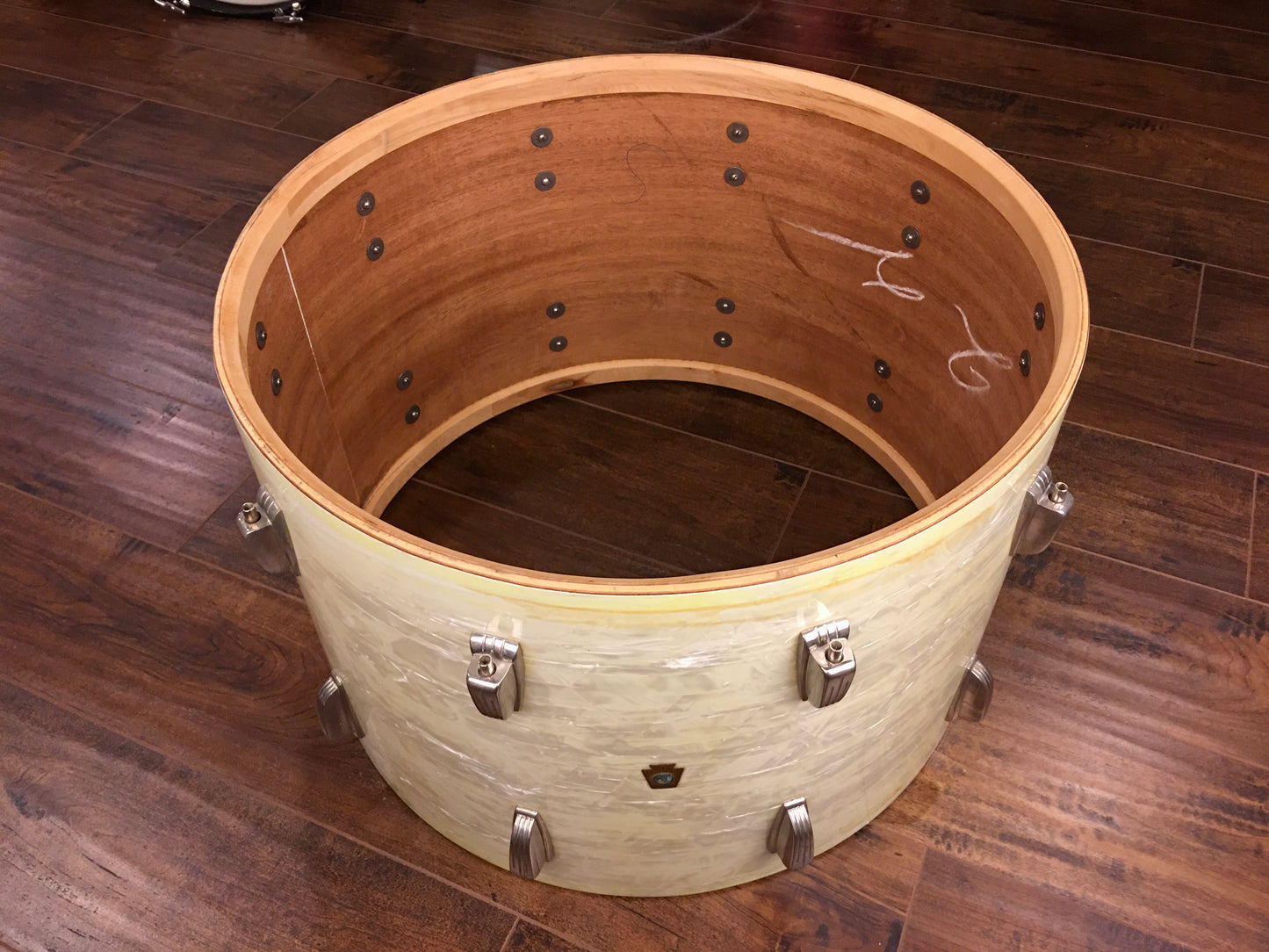 1948-52 WFL Ludwig 14x22 Virgin Bass Drum White Marine Pearl