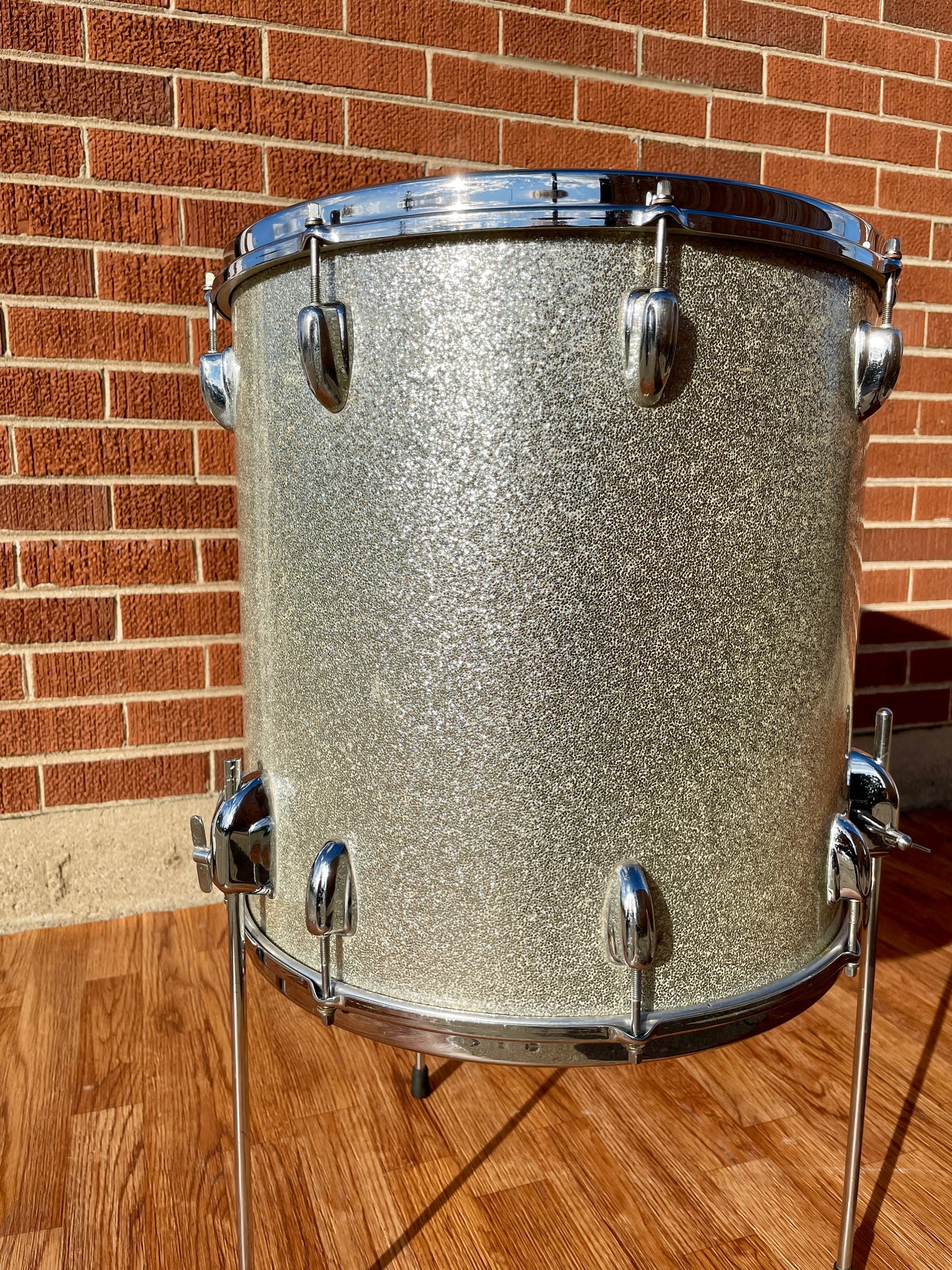 1966 Slingerland 16x16 Floor Tom Drum Silver Sparkle