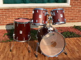 1980s Sonor Phonic Plus 4pc 9 Ply Beachwood Drum Set Red Mahogany 22/13/14/16