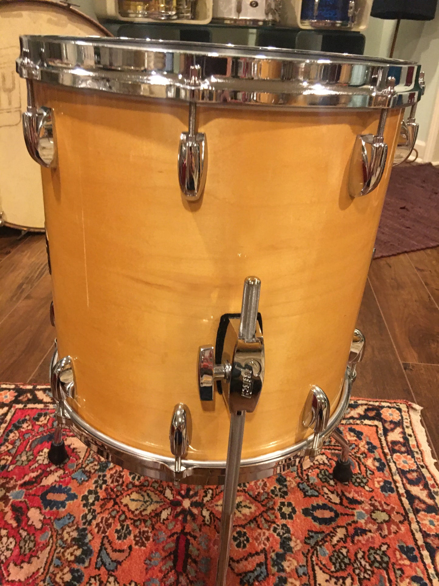 1980s Gretsch Square Badge 14X14 Floor Tom Natural Maple
