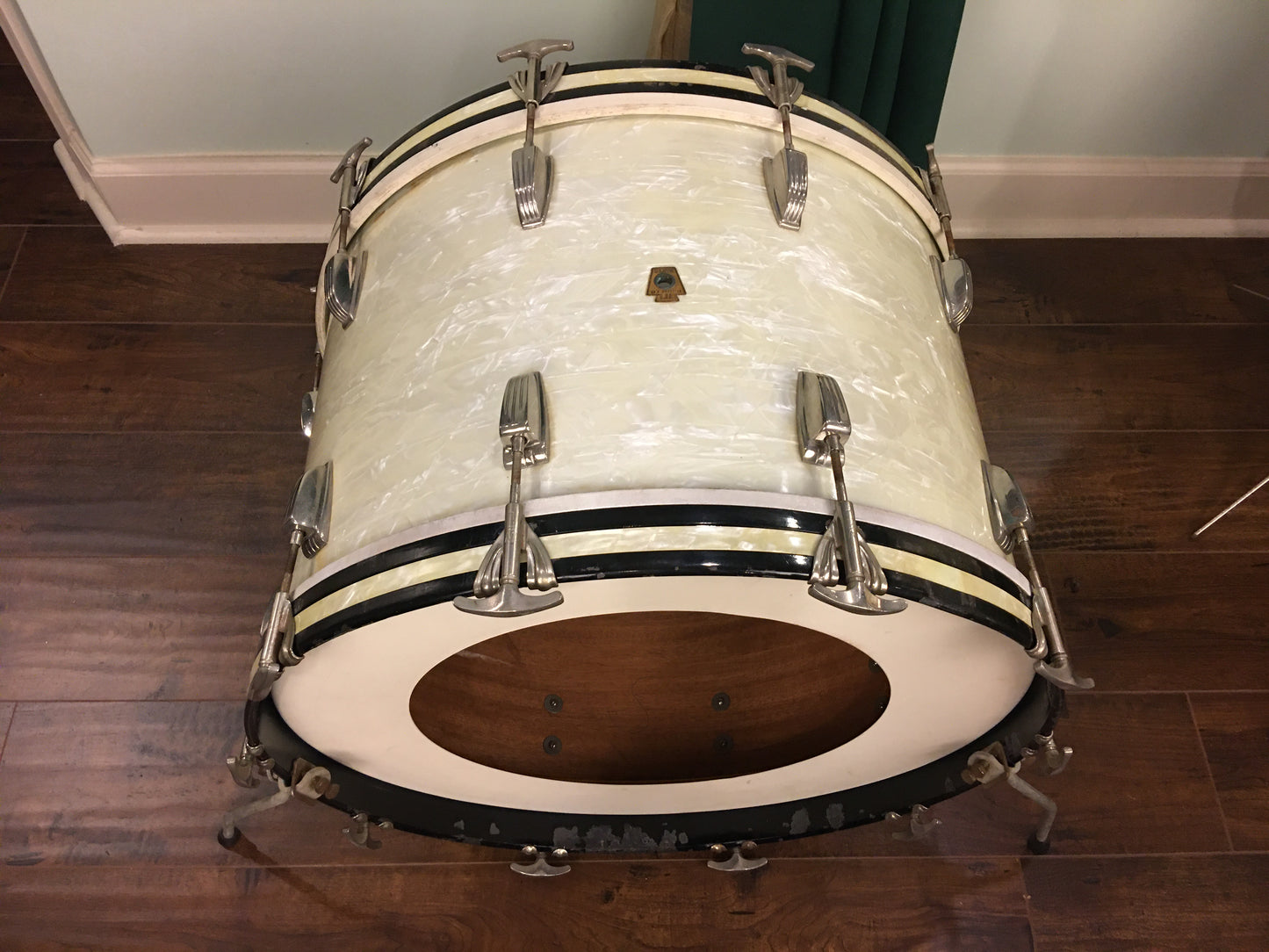 1948-52 WFL Ludwig 14x22 Virgin Bass Drum White Marine Pearl