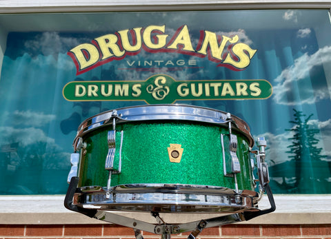 1969 Ludwig 5x14 Pioneer Snare Drum Green Sparkle