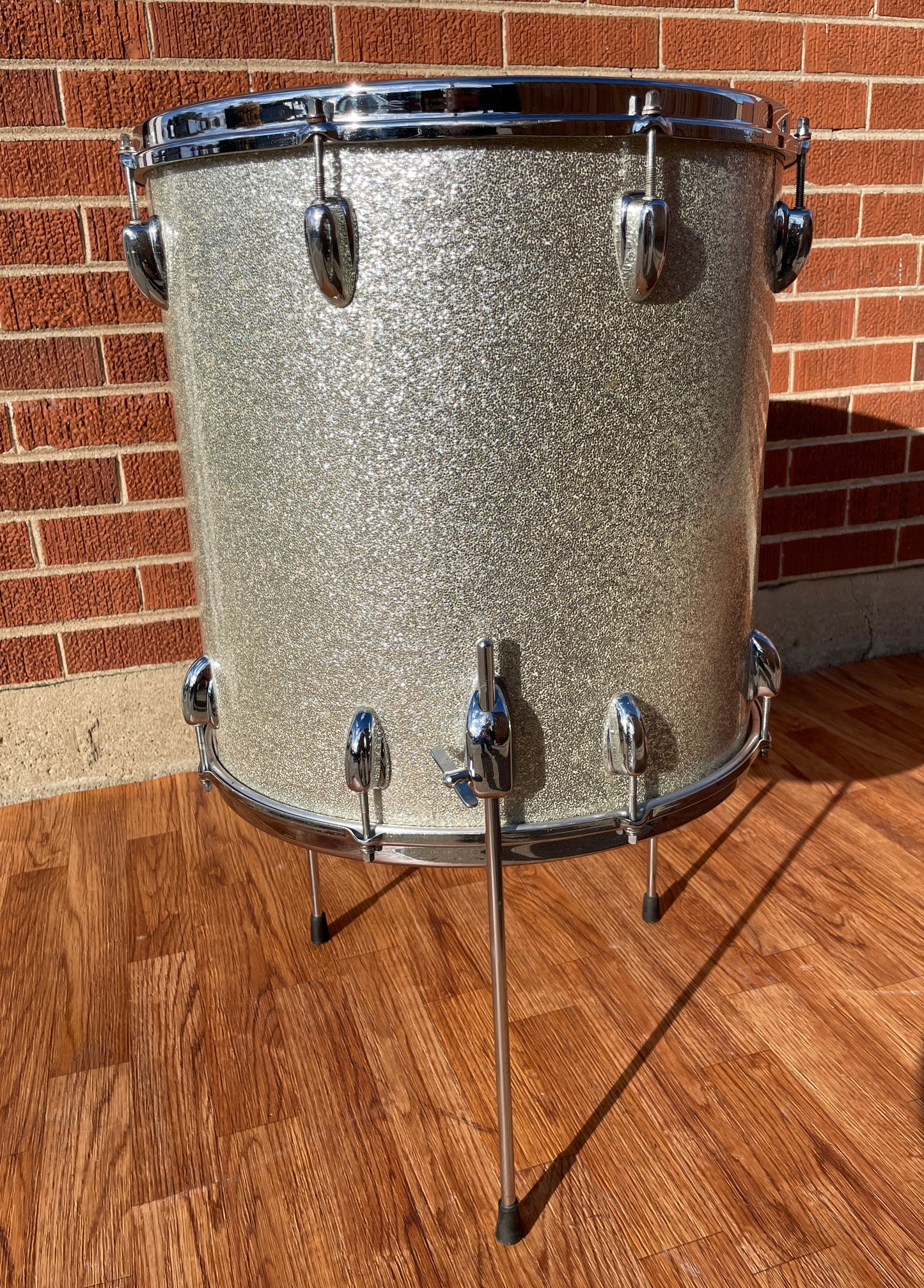 1966 Slingerland 16x16 Floor Tom Drum Silver Sparkle