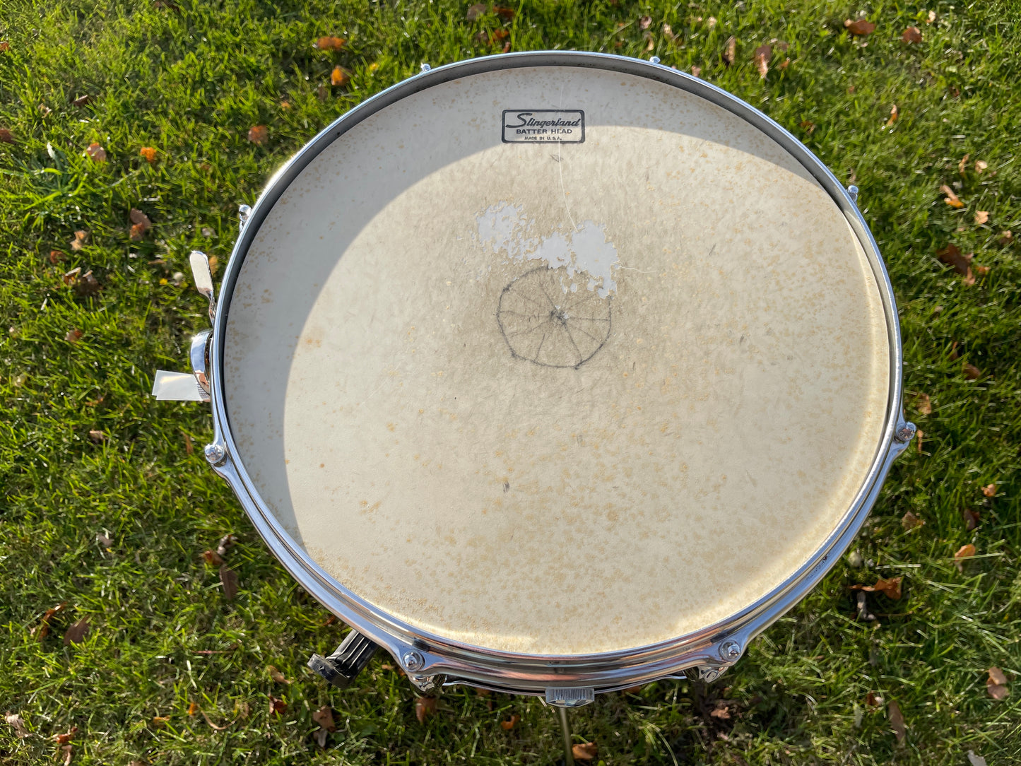 1970s Slingerland No. 130 Gene Krupa 5x14 Sound King Chrome Over Brass Snare Drum w/ Zoomatic Strainer