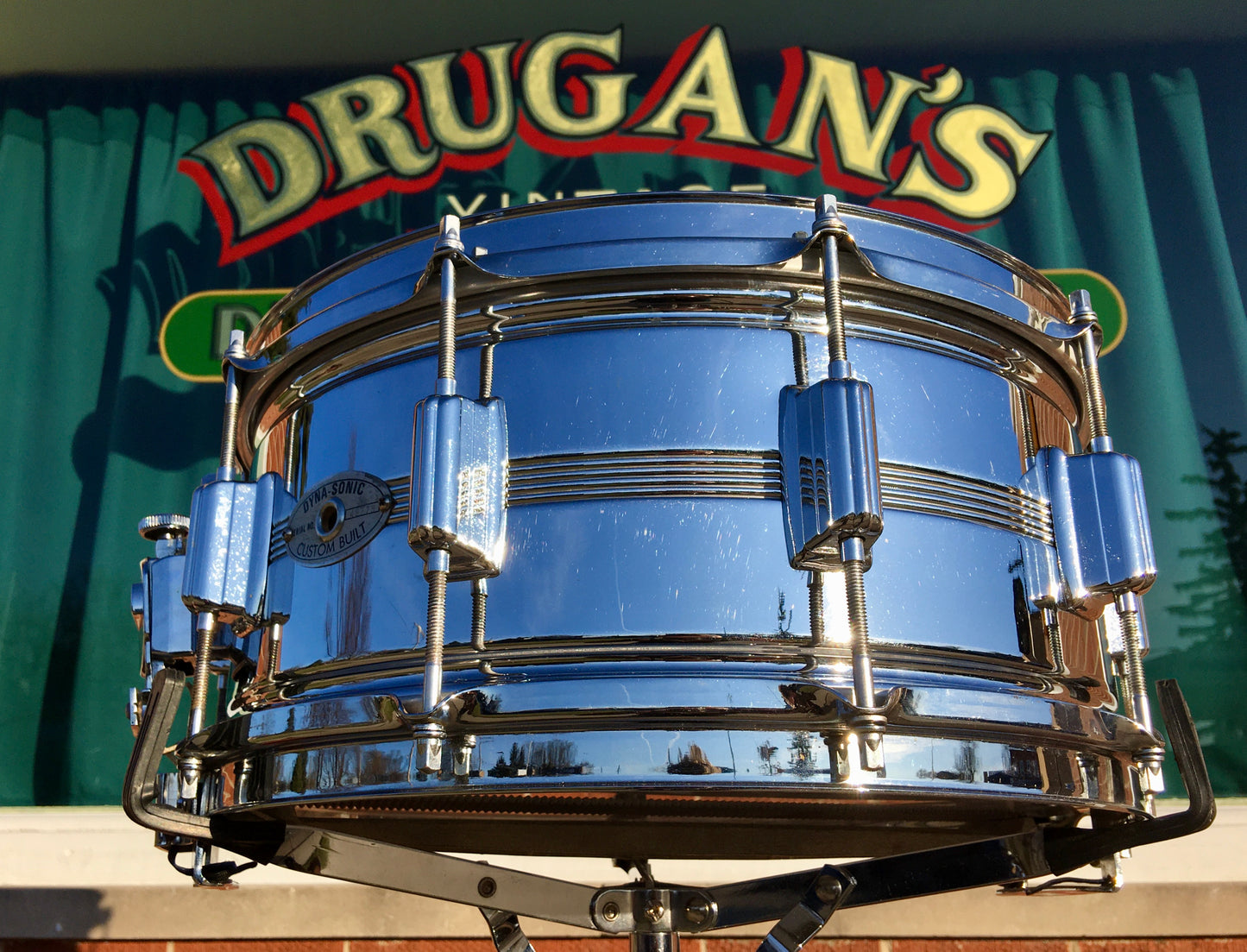 1974 Rogers 6.5x14 Chrome Over Brass Dynasonic Snare Drum