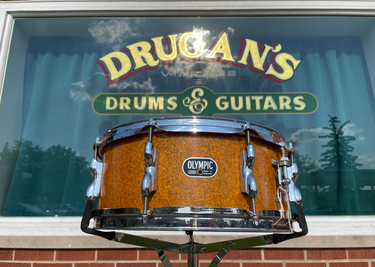 1960s Olympic Premier 5.5x14 Model No. 1002 De Luxe Snare Drum Sparkling Gold