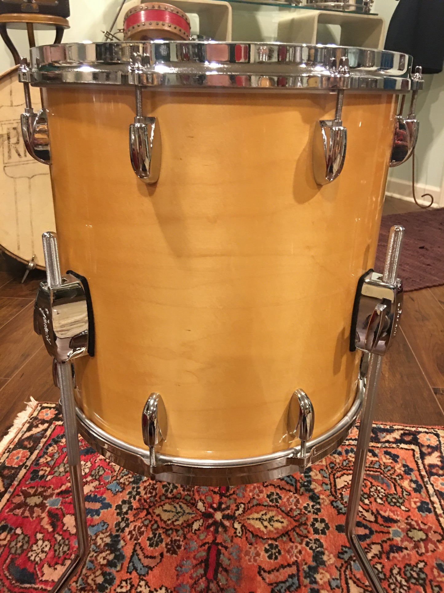 1980s Gretsch Square Badge 14X14 Floor Tom Natural Maple