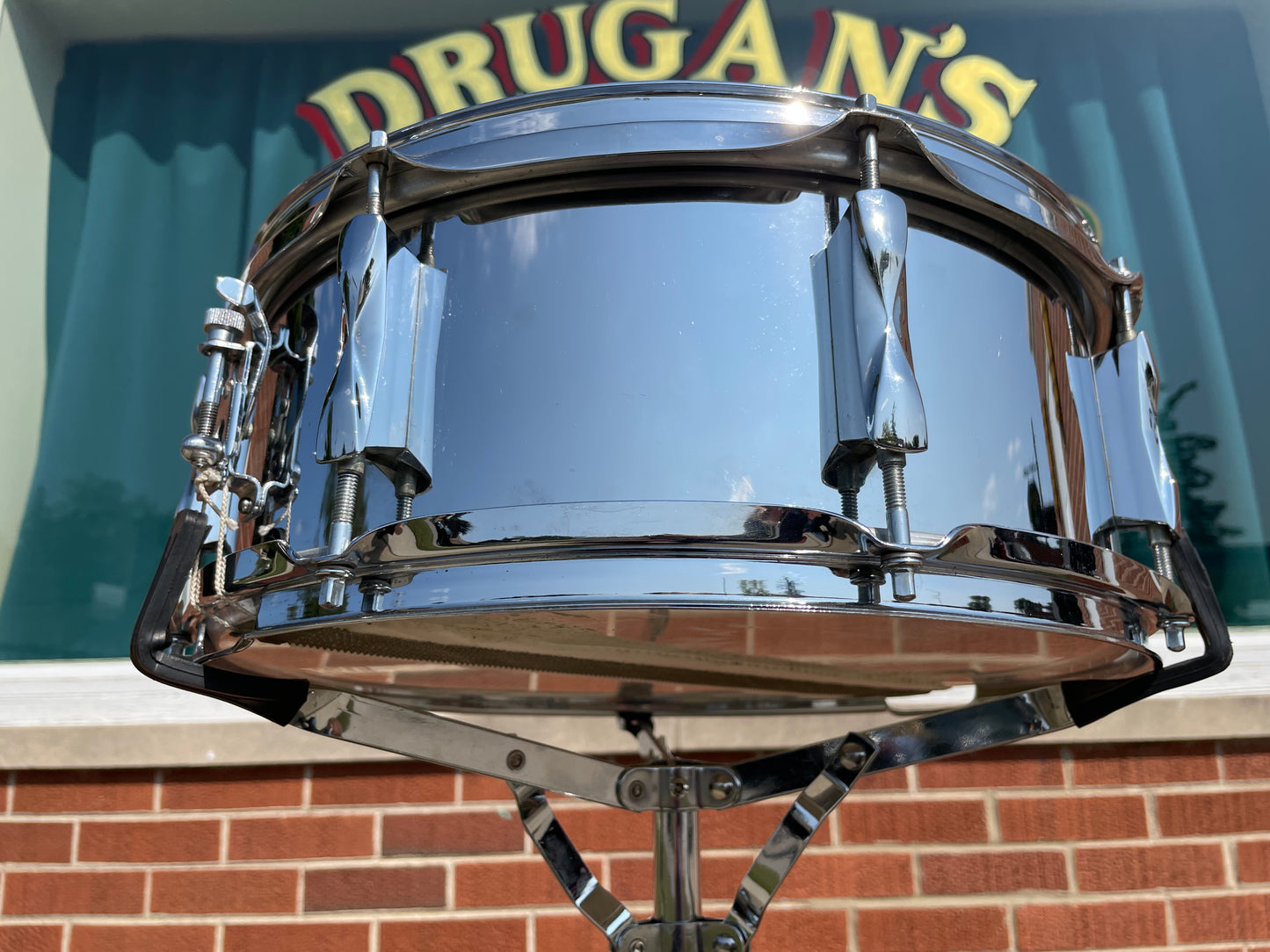 Vintage Premier 5.5x14 Model 1005 Snare Drum Chrome Over Steel Made in England