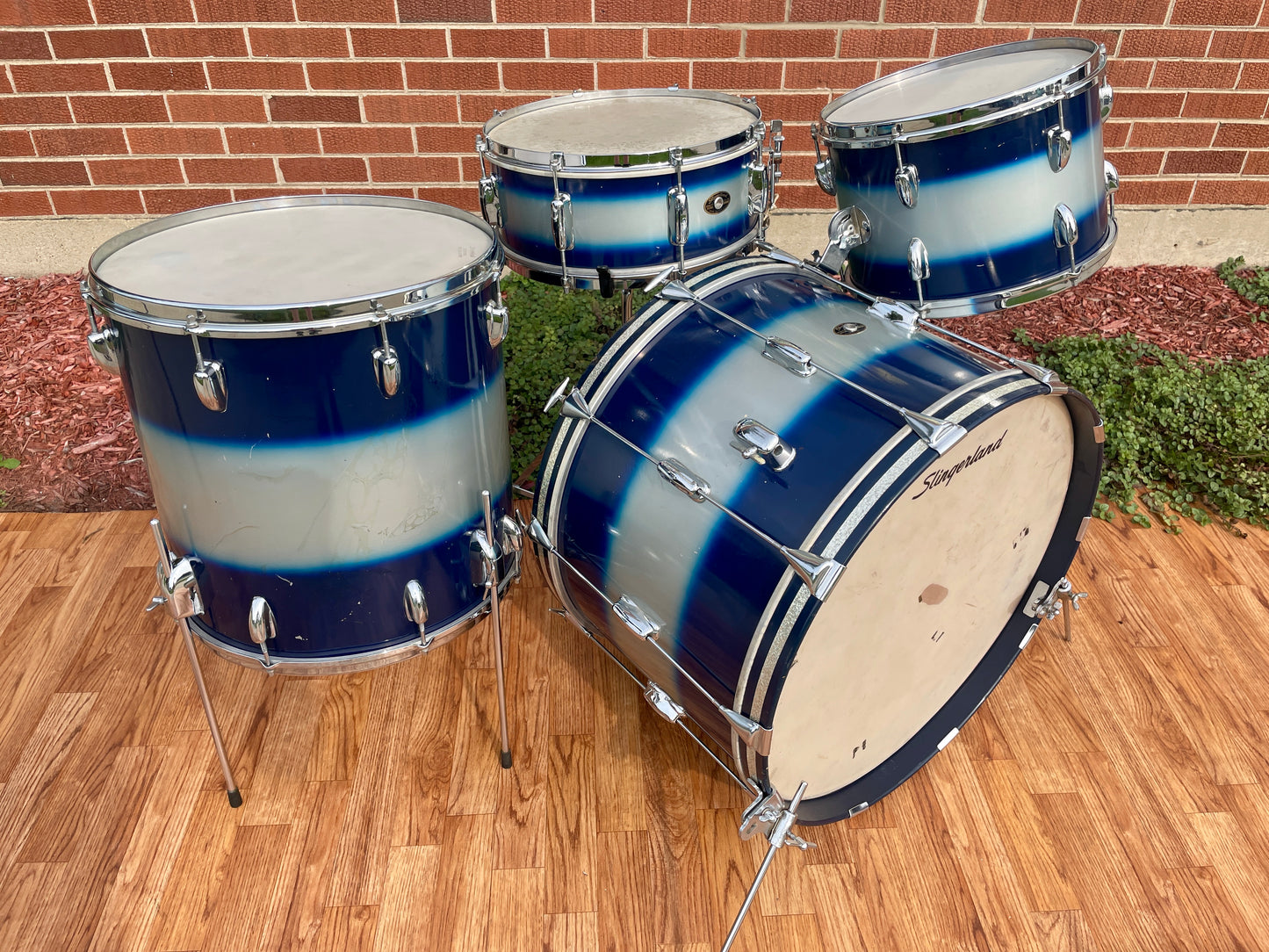 1960s Slingerland Blue & Silver Duco Drum Set 22/13/16/5.5x14