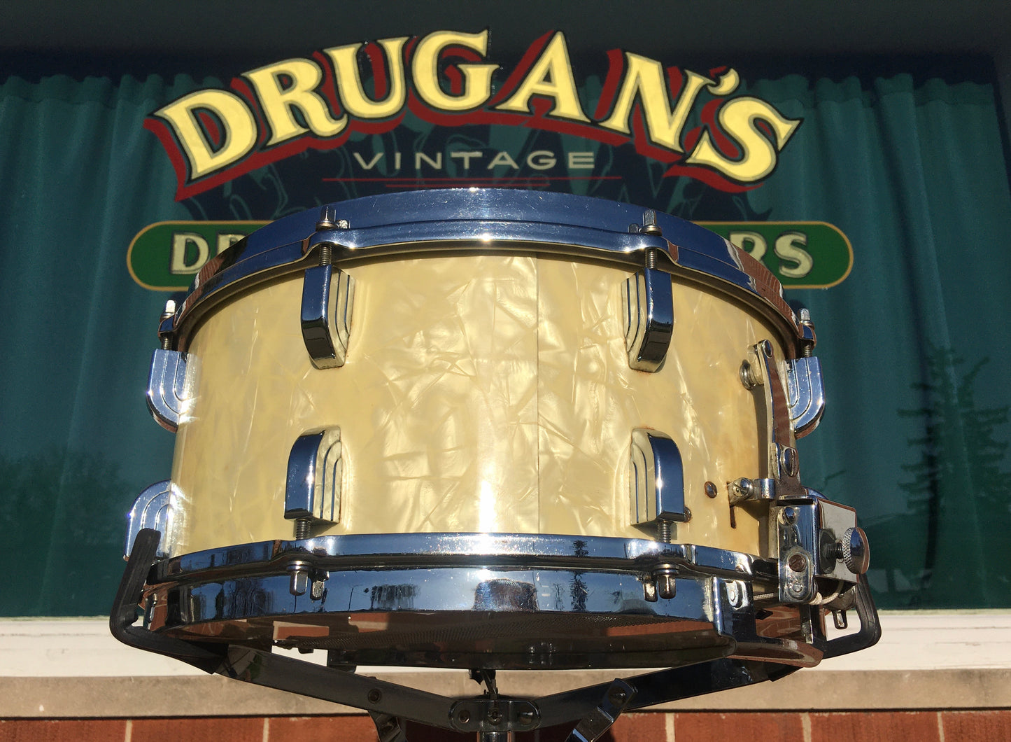 1939 Leedy 6.5x14 Broadway Parallel Snare Drum White Marine Pearl